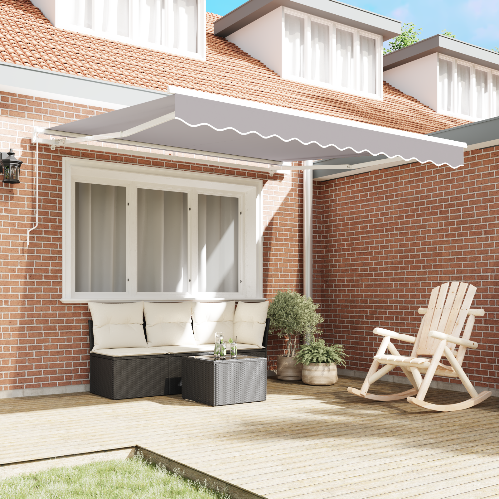 Manual Retractable Awning Light Grey 350x250 cm - Image 3