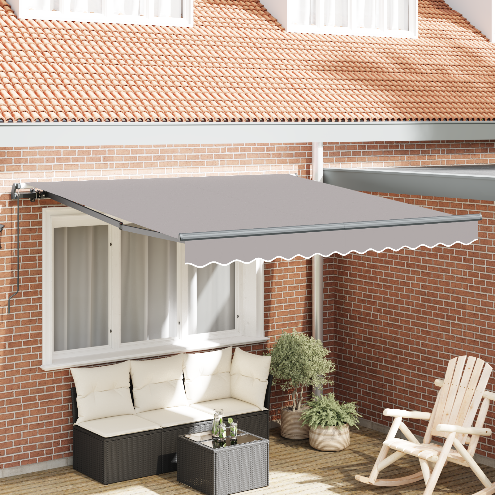 Tenda Retrattile Manuale Grigia Chiara 350x250 cm 3330379