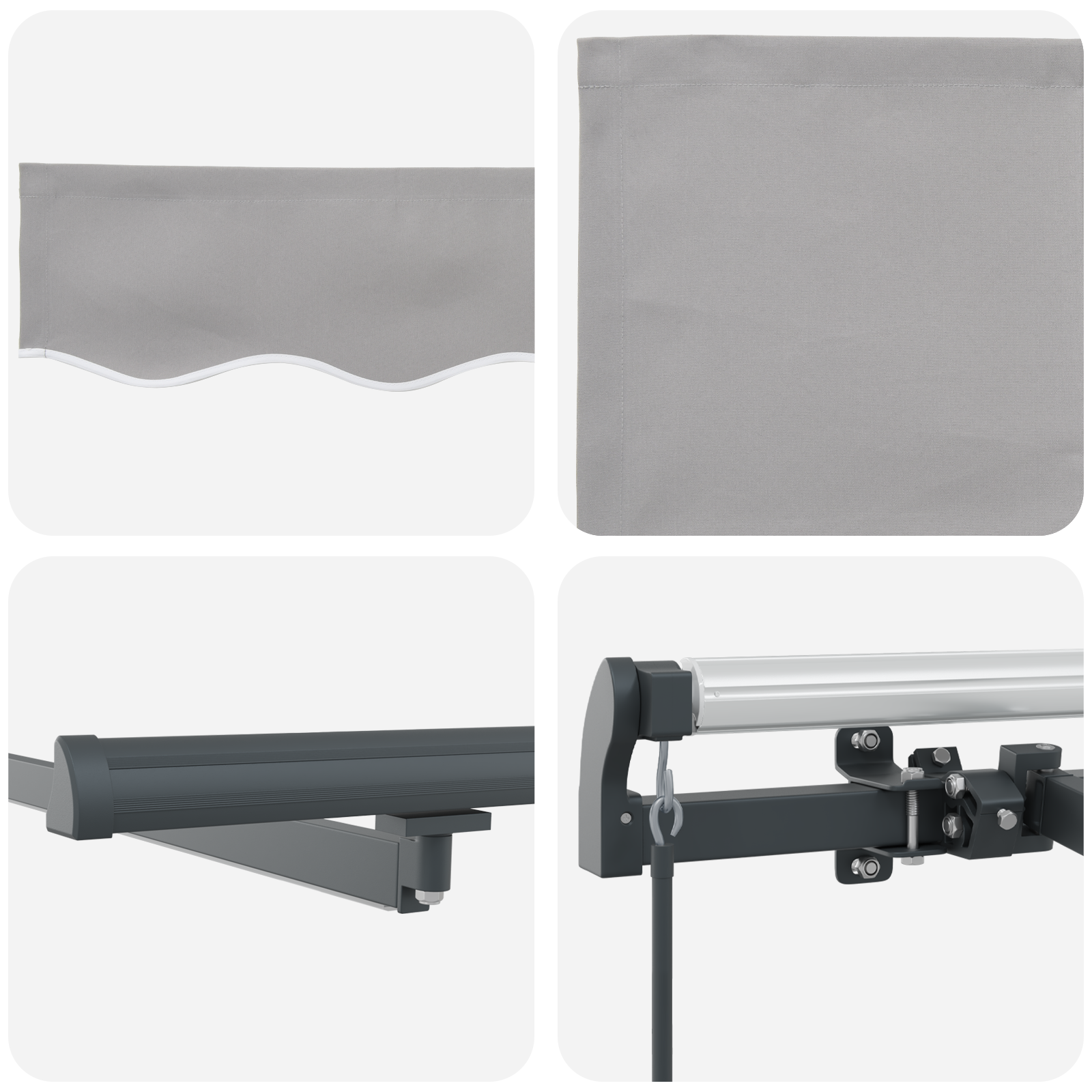 Manual Retractable Awning with LED Light Grey 350x250 cm - Image 8