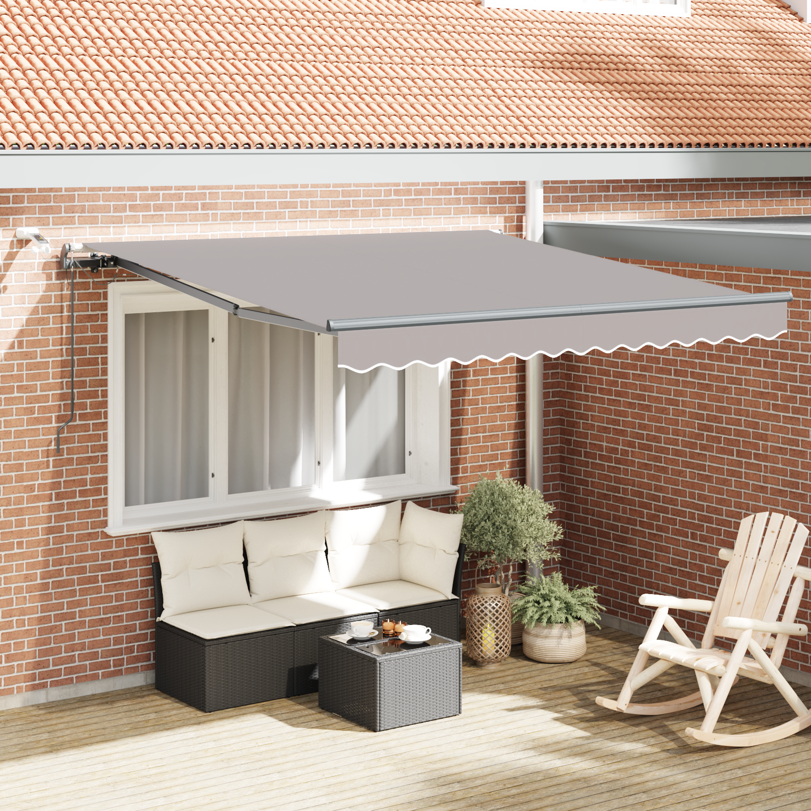 Automatische Inklapbare Luifel met LED Licht Grijs 350×250 cm