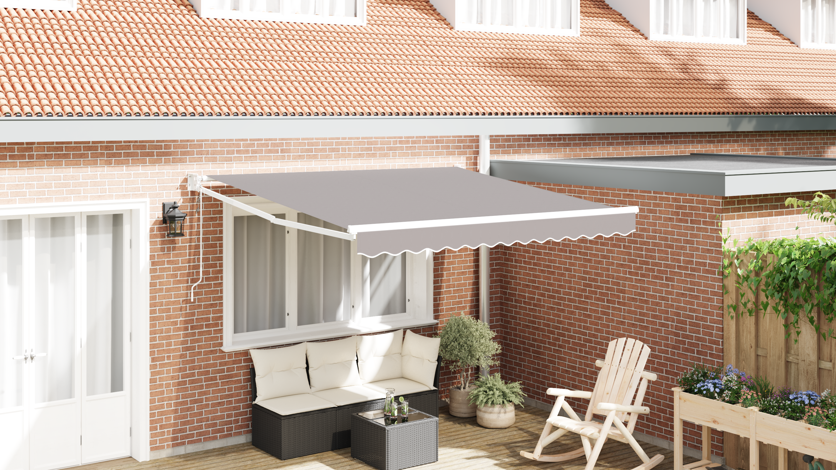 Automatische Inklapbare Luifel Licht Grijs 350×250 cm