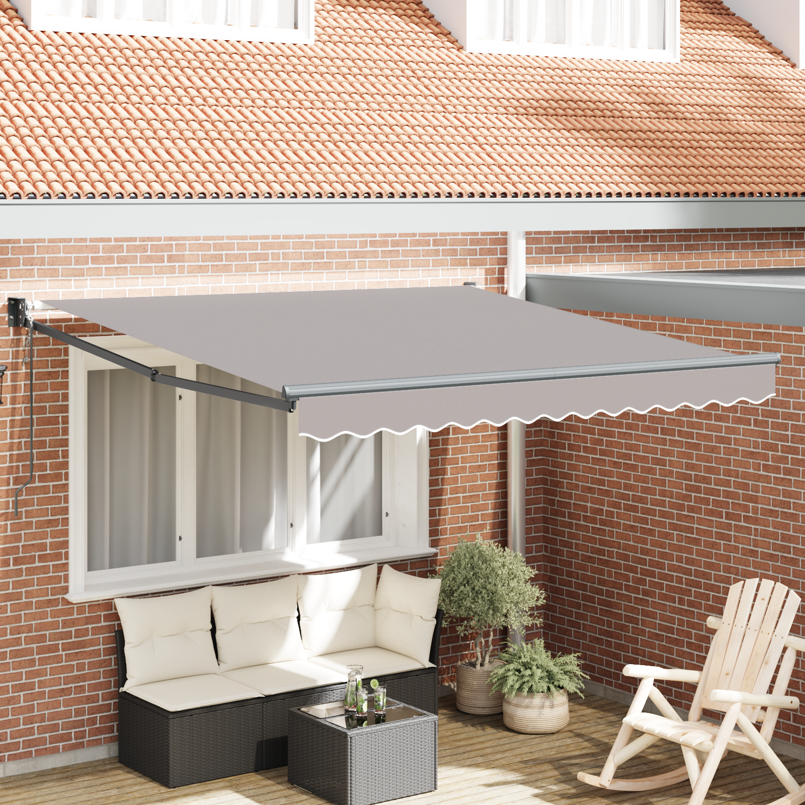 Automatische Inklapbare Luifel Licht Grijs 350×250 cm