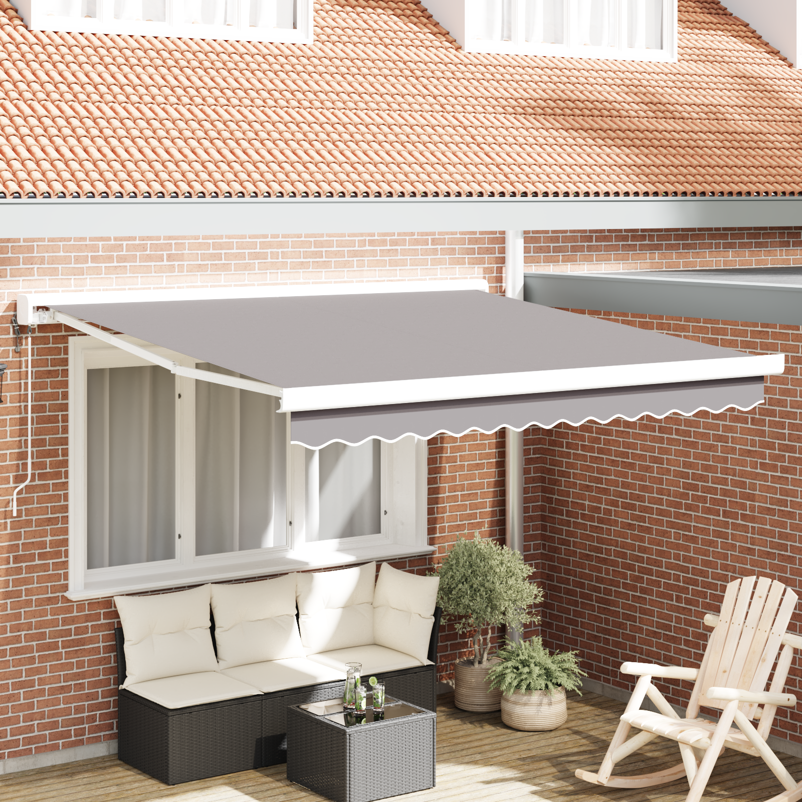 Automatische Inklapbare Luifel Lichtgrijs 350×250 cm