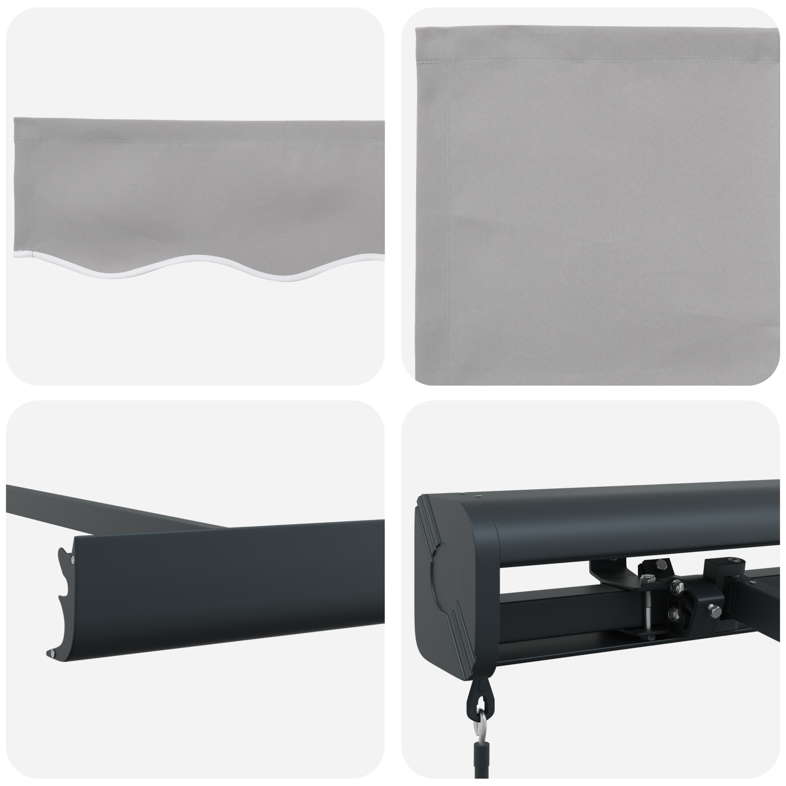 Manual Retractable Awning Light Grey 350x250 cm - Image 8