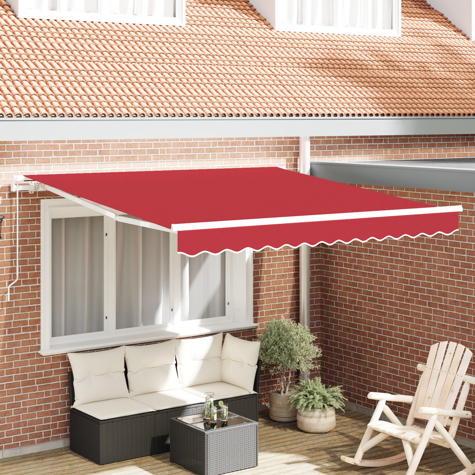 Manual Retractable Awning Red 350x250 cm