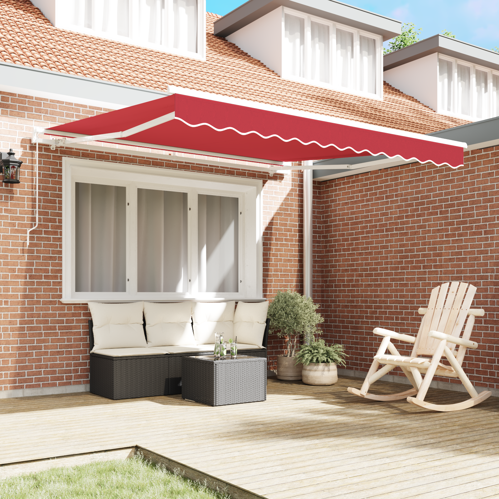 Manual Retractable Awning Red 350x250 cm - Image 3