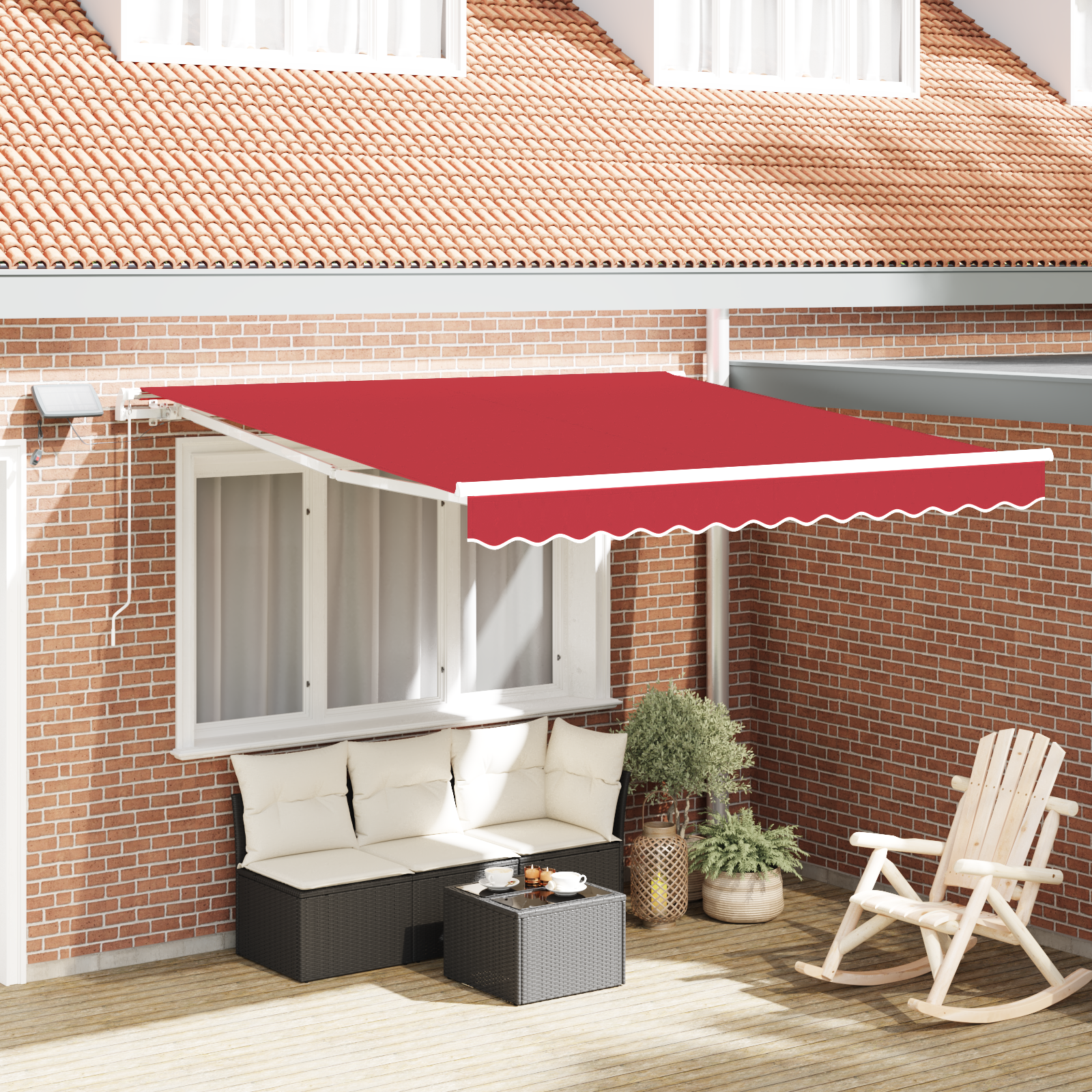 Handmatige Inklapbare Luifel met LED Rood 350×250 cm