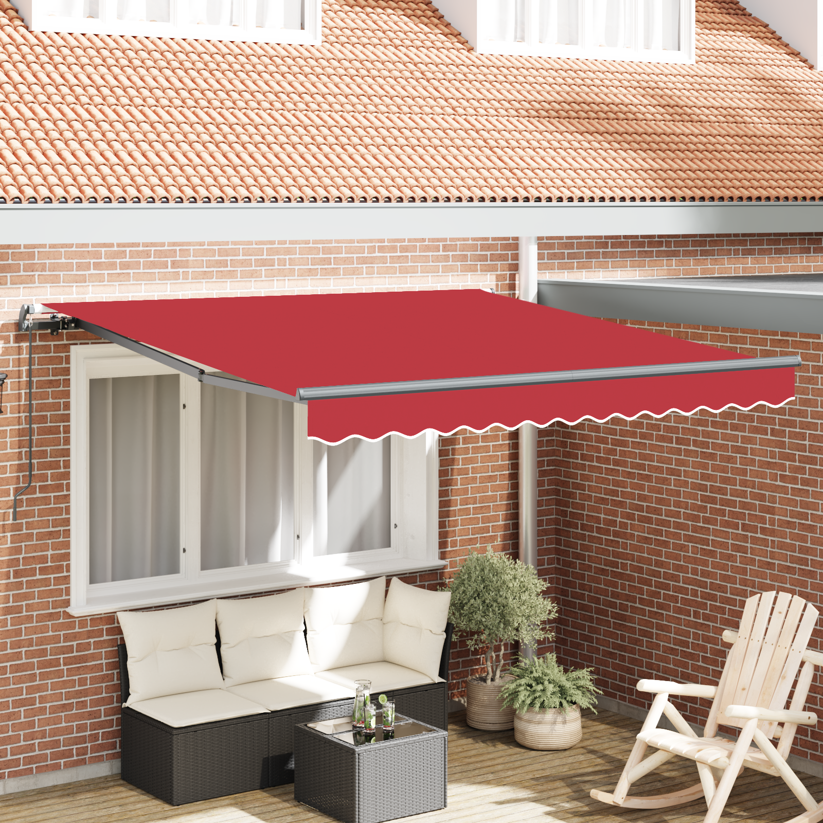Handmatige Intrekbare Luifel Rood 350×250 cm