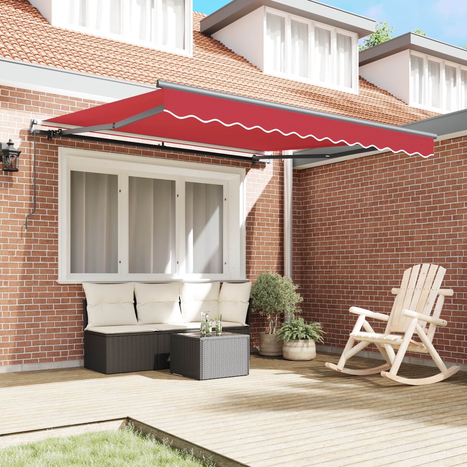Manual Retractable Awning Red 350x250 cm - Image 3