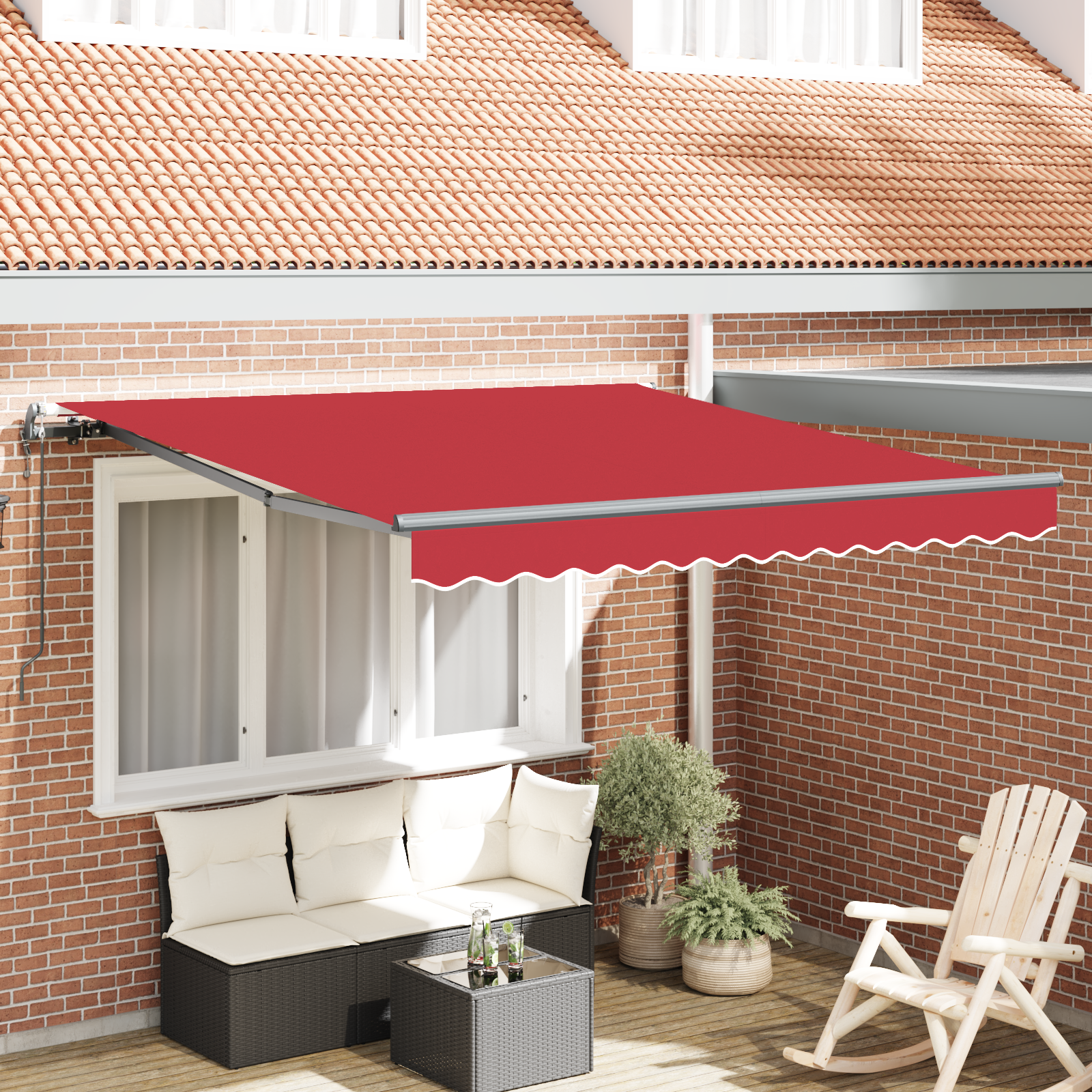 Automatische Inklapbare Luifel Rood 350×250 cm