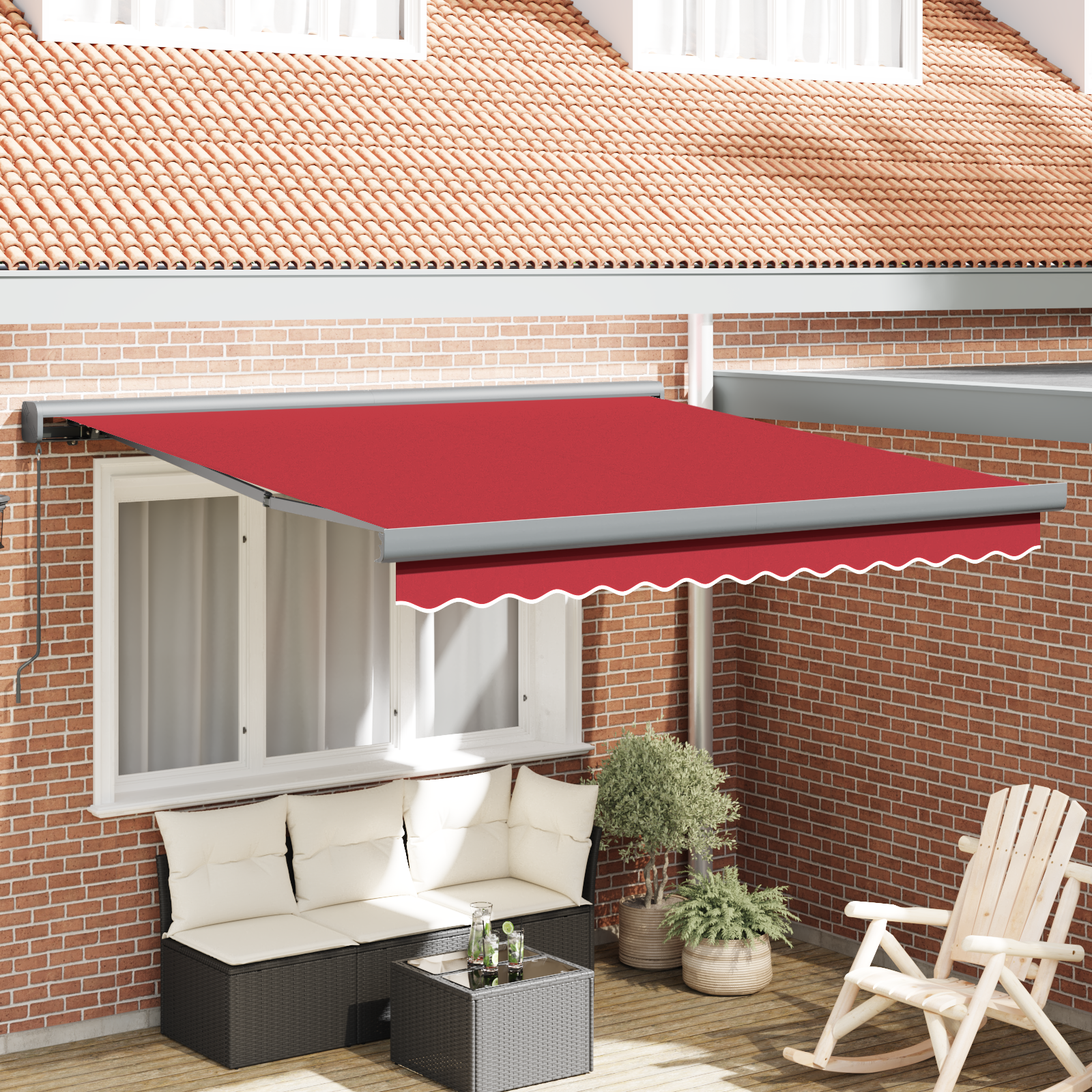 Handmatige Inklapbare Luifel Rood 350×250 cm