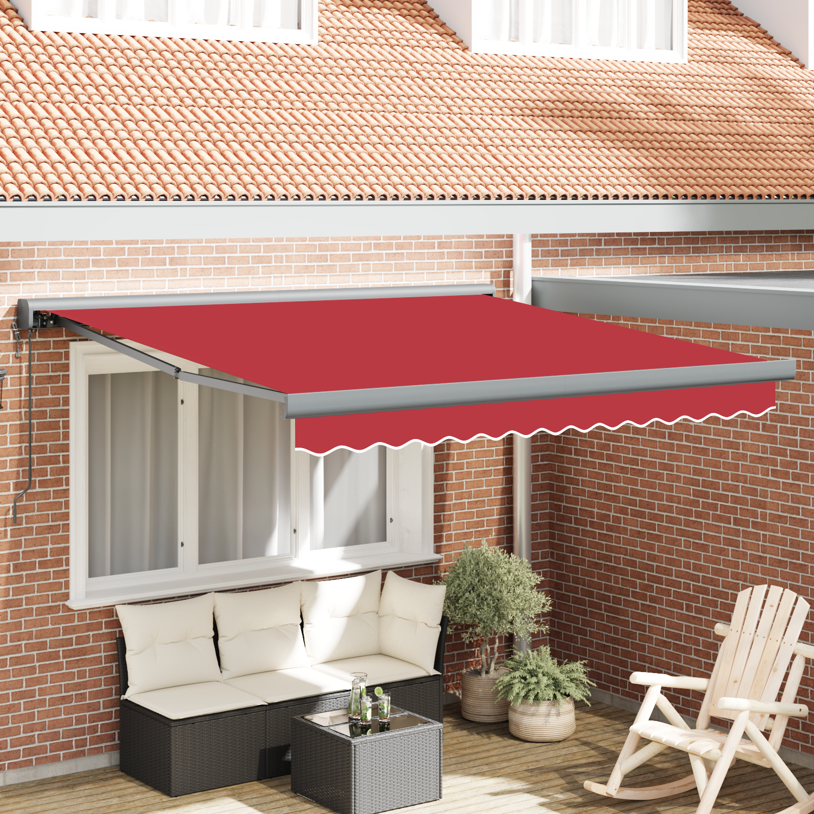 Automatische Inklapbare Luifel Rood 350×250 cm