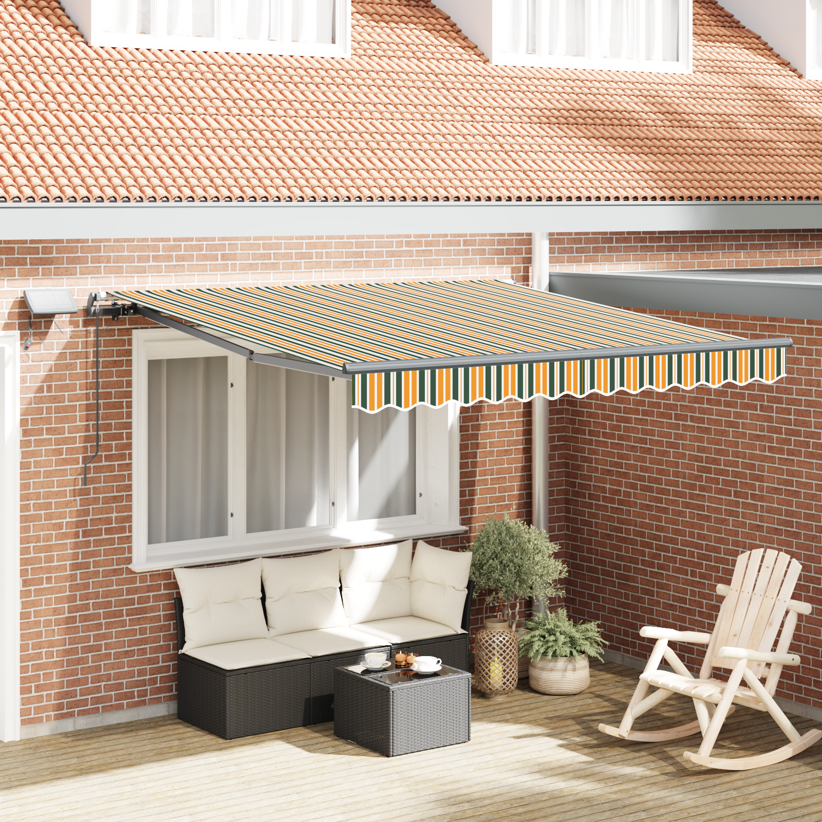 Handmatige Inklapbare Luifel met LED Groen en Geel 350×250 cm