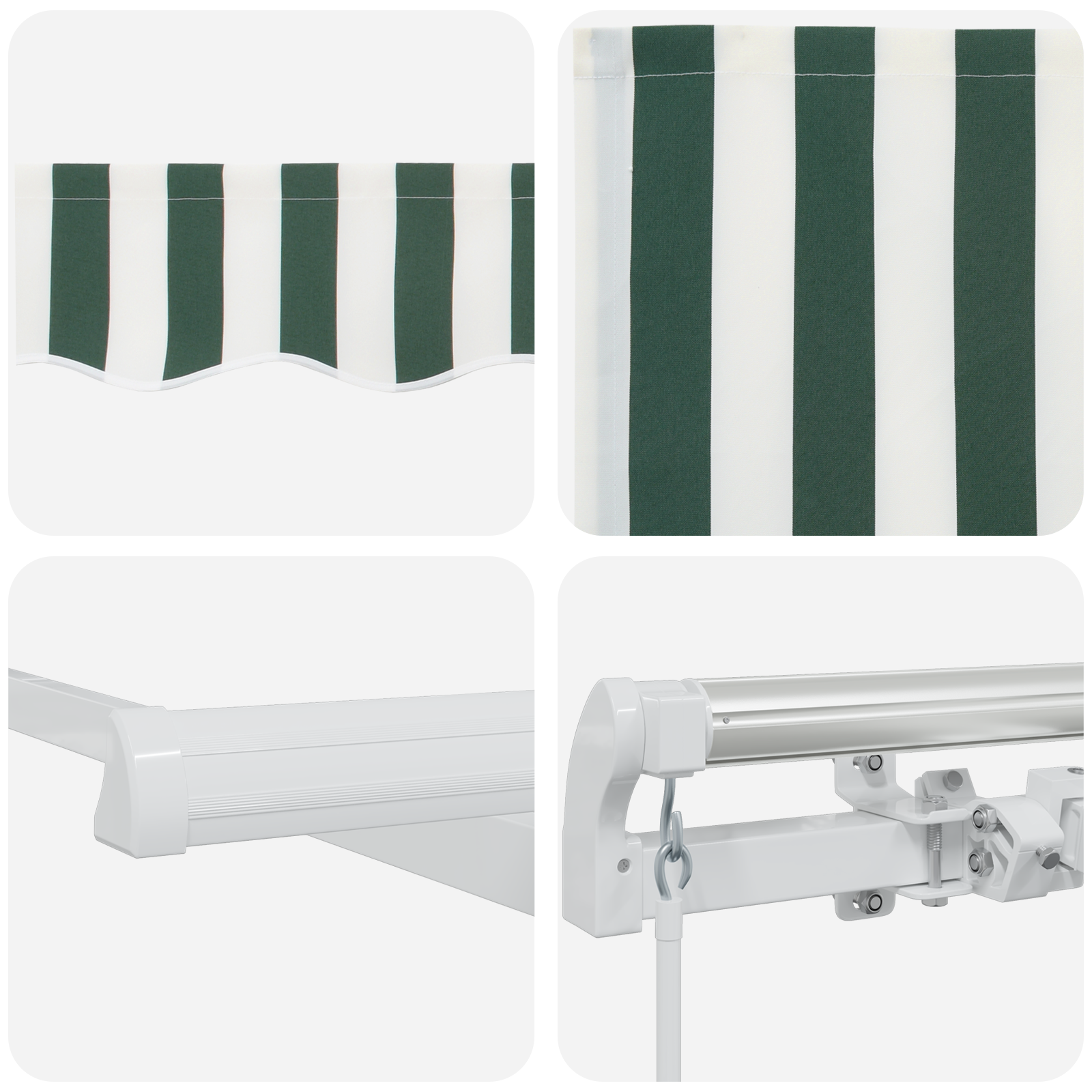 Rankinė Įtraukiama Markizė Žalia ir Balta 350x250 cm - Image 8