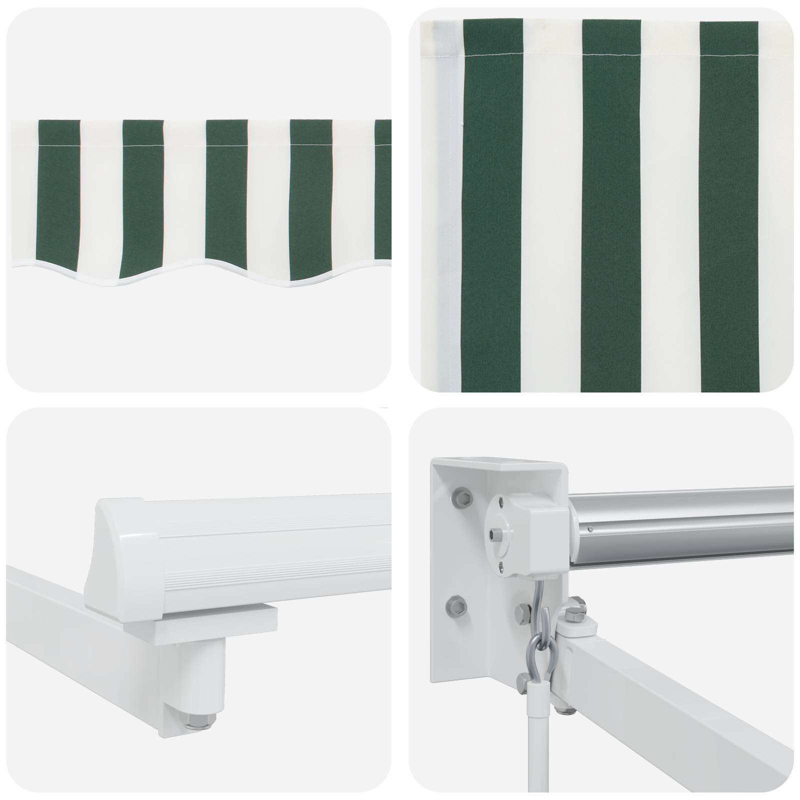 Manual Retractable Awning Green and White 350x250 cm - Image 8