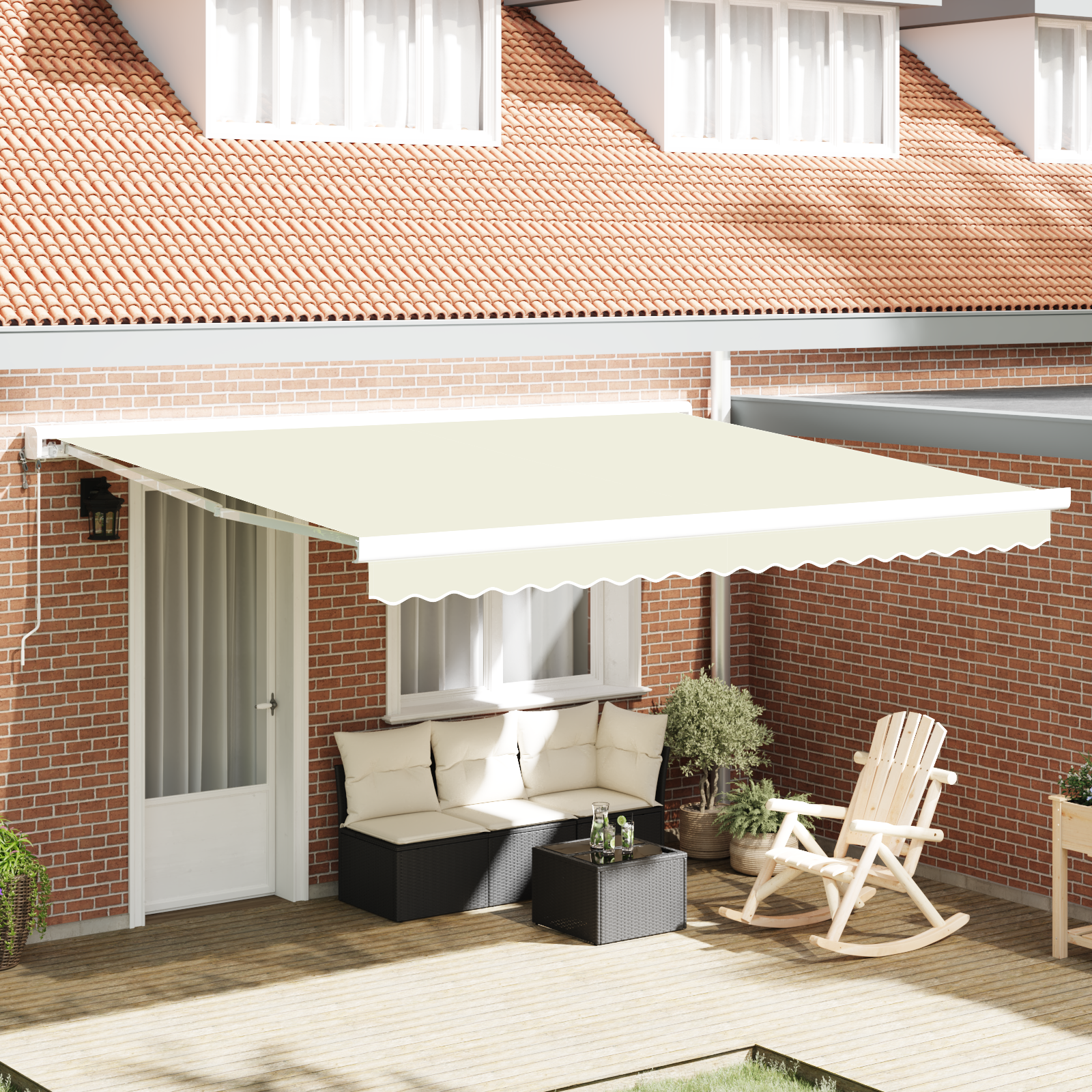 Tenda Retrattile Manuale Panna 400x300 cm 3330489