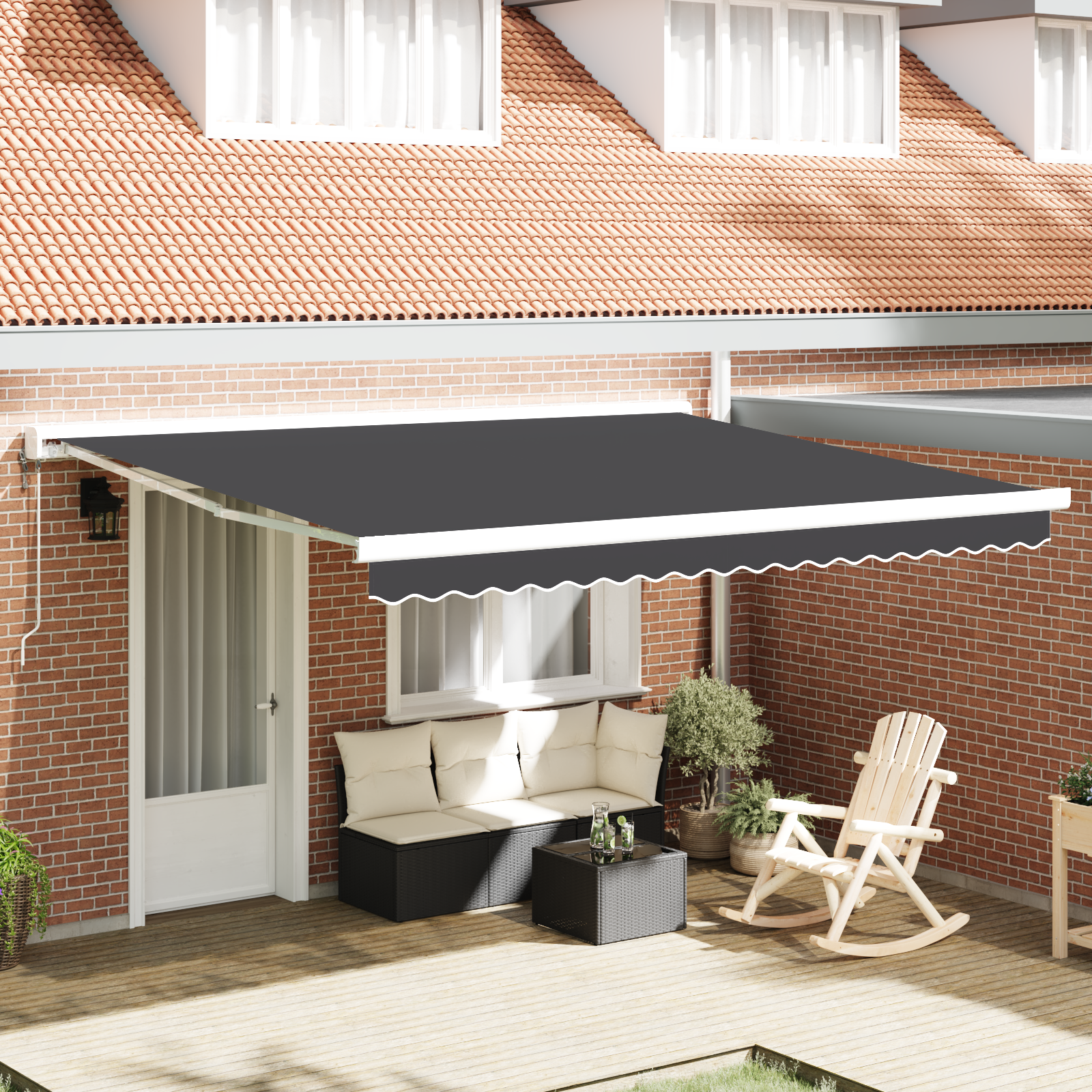 Tenda Retrattile Manuale Antracite 400x300 cm 3330499