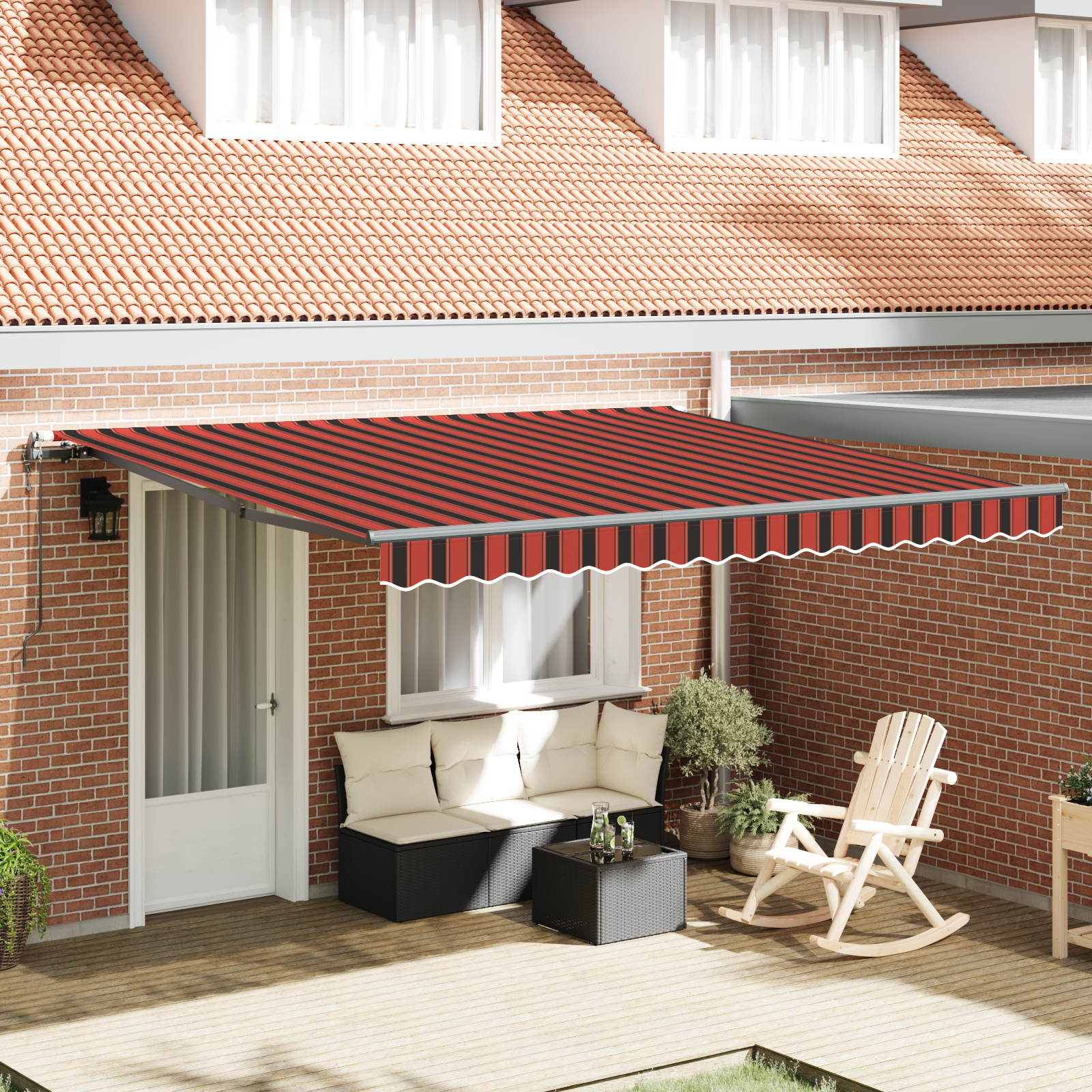 Tenda retrattile automatica arancione e marrone 400x300 cm 3330511