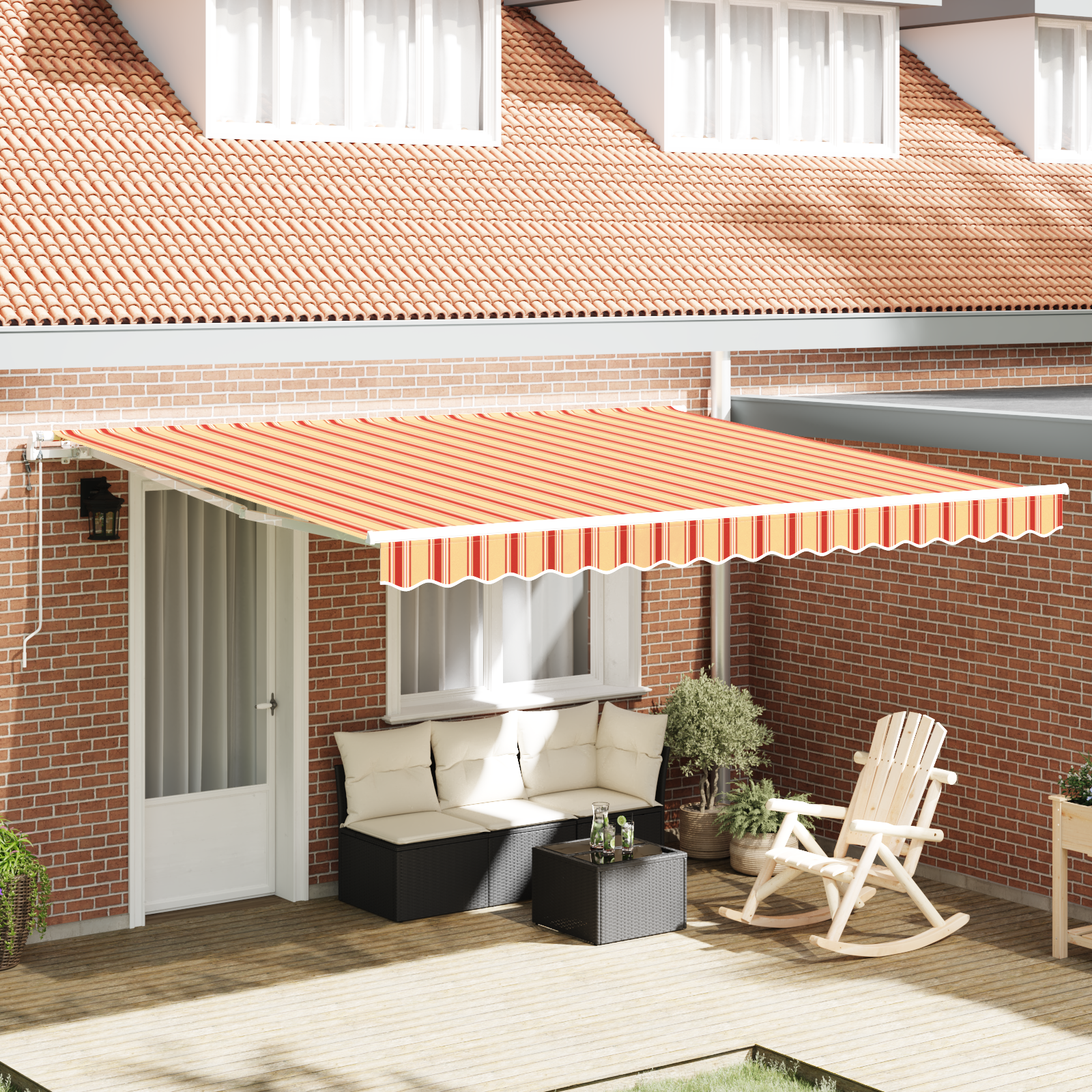 Tenda Retrattile Automatica Gialla e Arancione 4 x 3 m 3330529