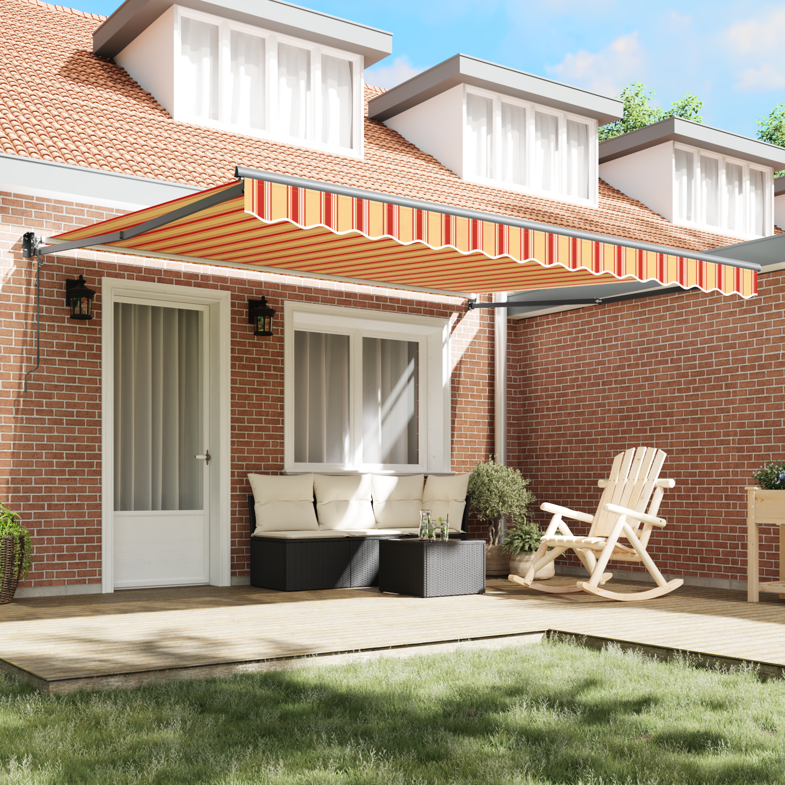 automatinė įtraukiama markizė geltona ir oranžinė 400x300 cm - Image 3