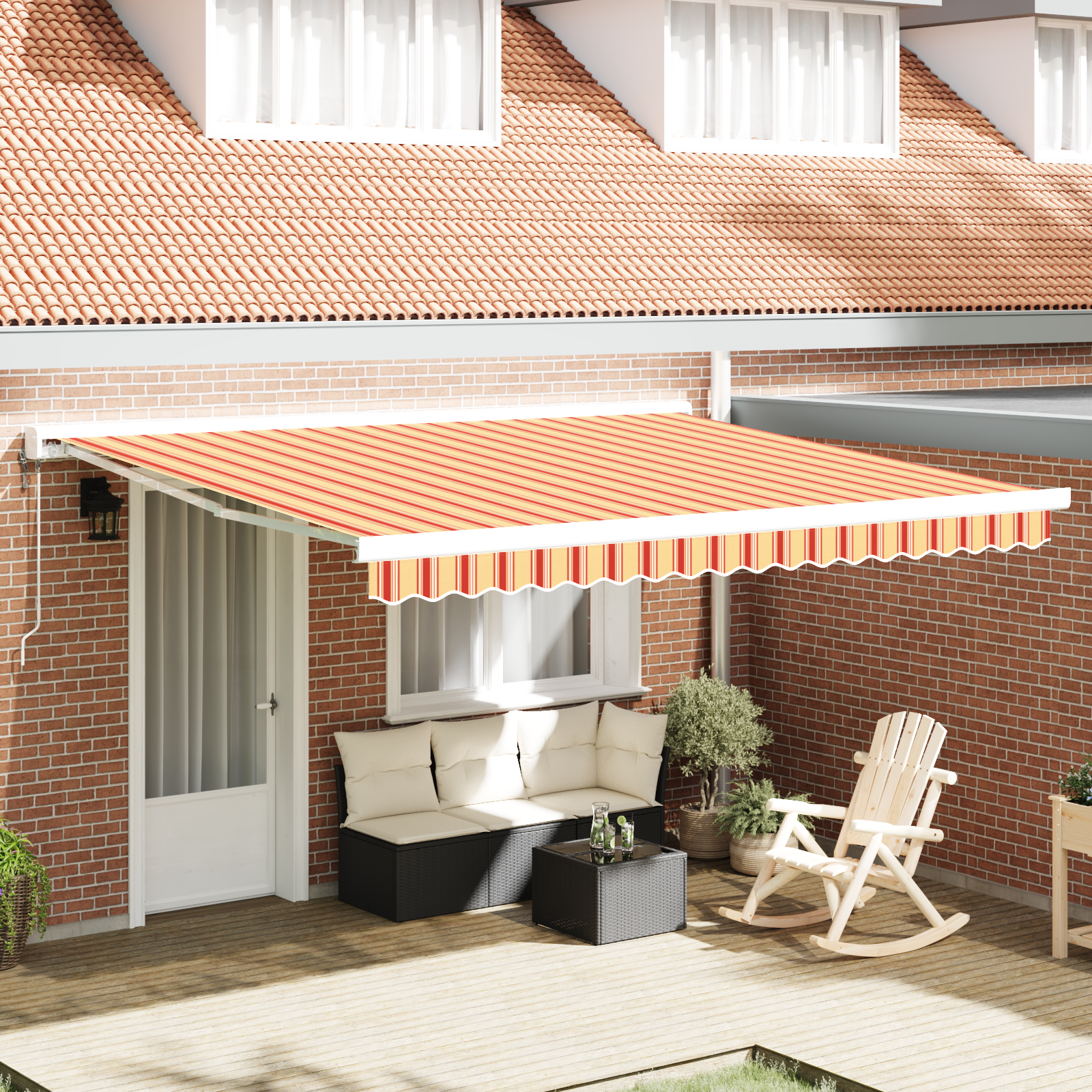 Automatische Intrekbare Luifel in Geel en Oranje 400×300 cm