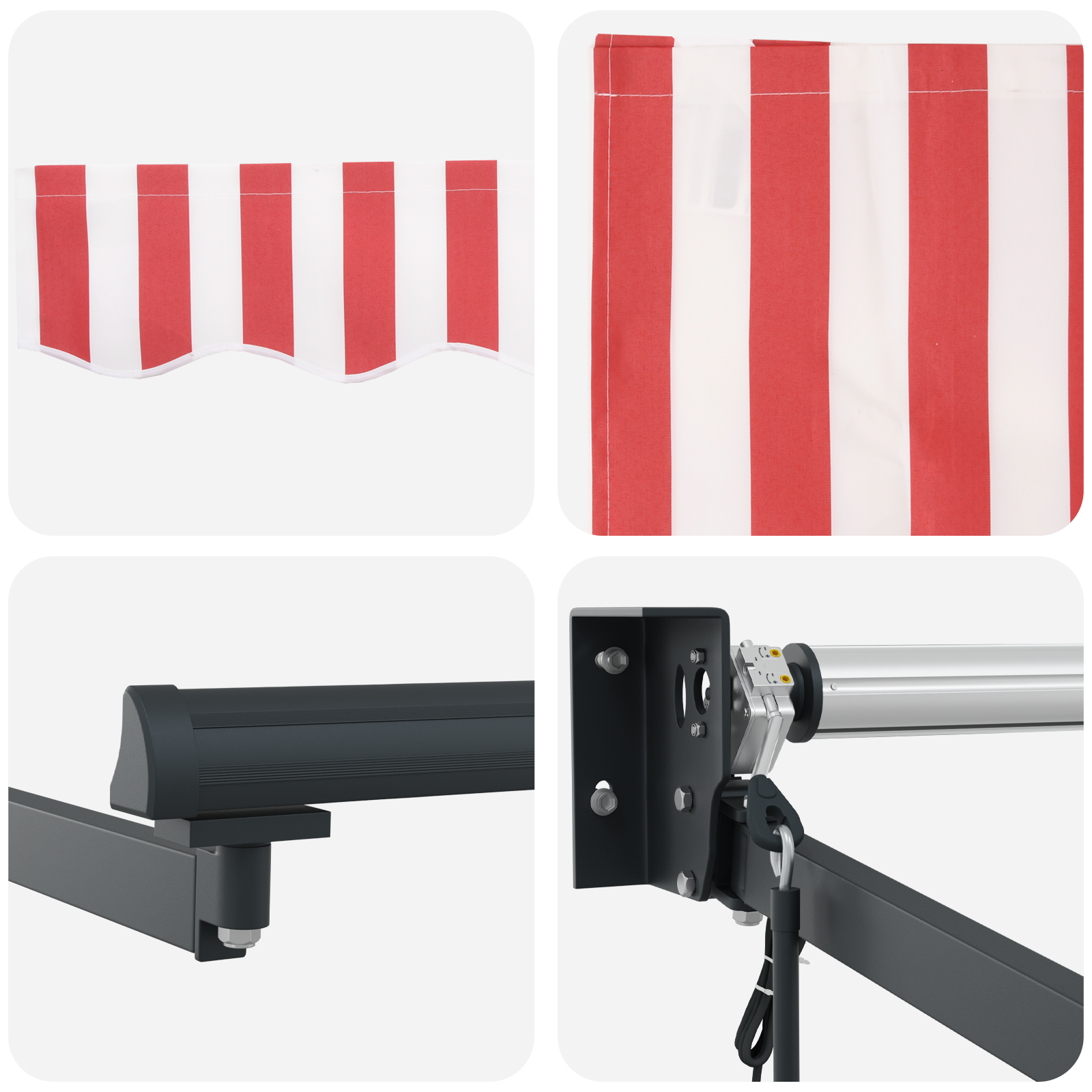 Automatic Retractable Awning Red and White Stripe 400x300 cm - Image 8