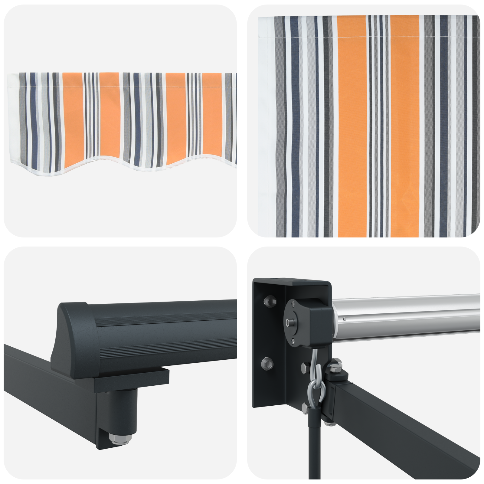 Manual Retractable Awning Multicolour Stripe 400x300 cm - Image 8