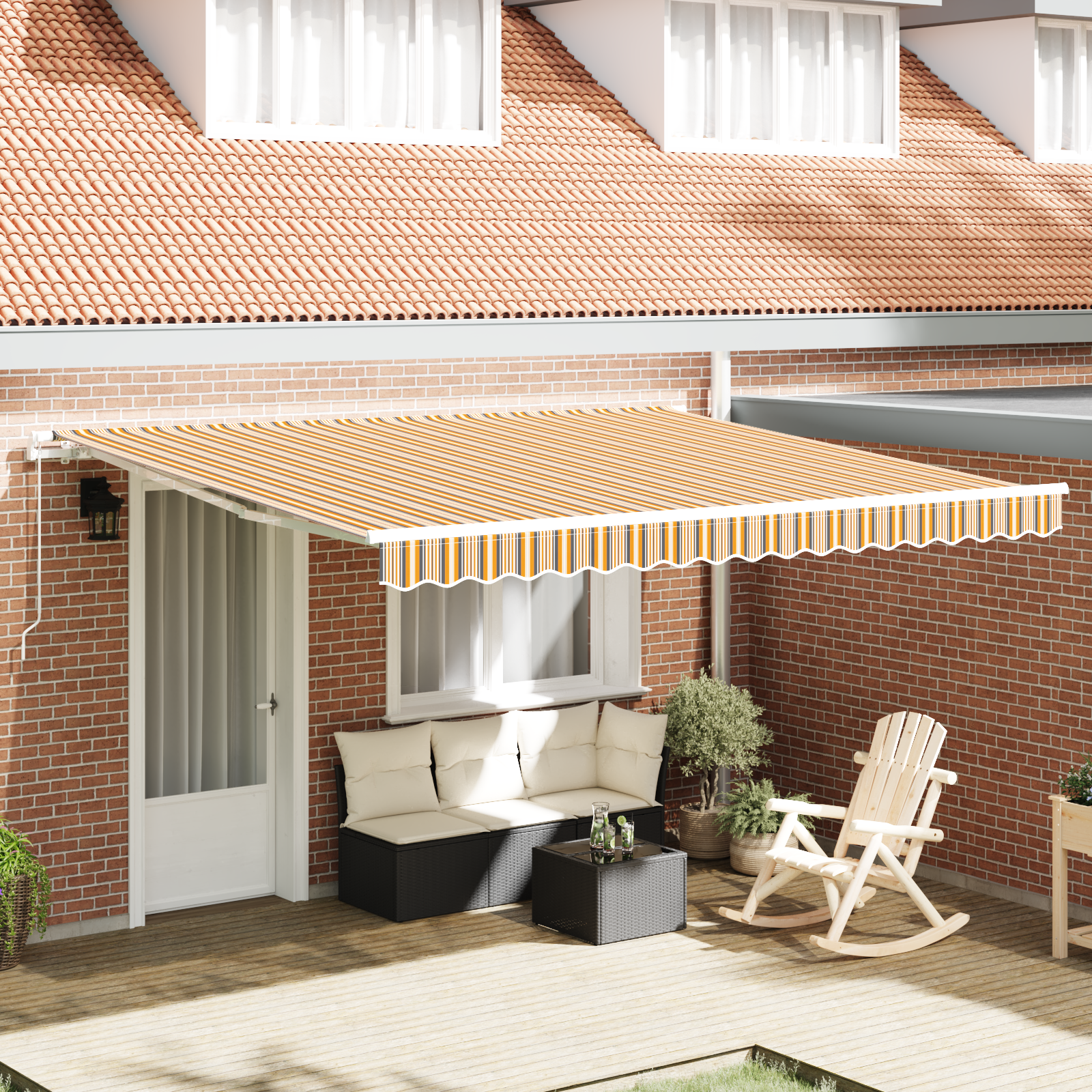 Tenda Retrattile Manuale Rigata Multicolore 400x300 cm 3330575