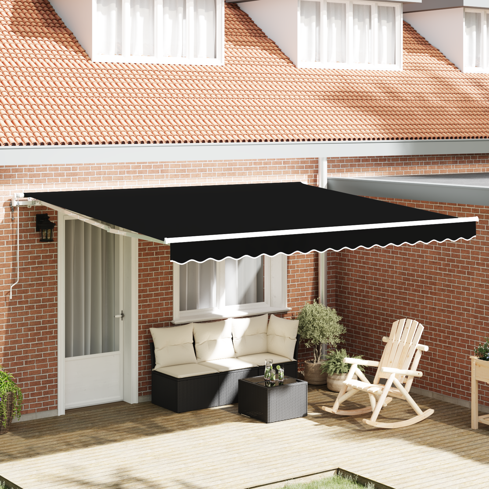Automatic Retractable Awning Black 400x300 cm