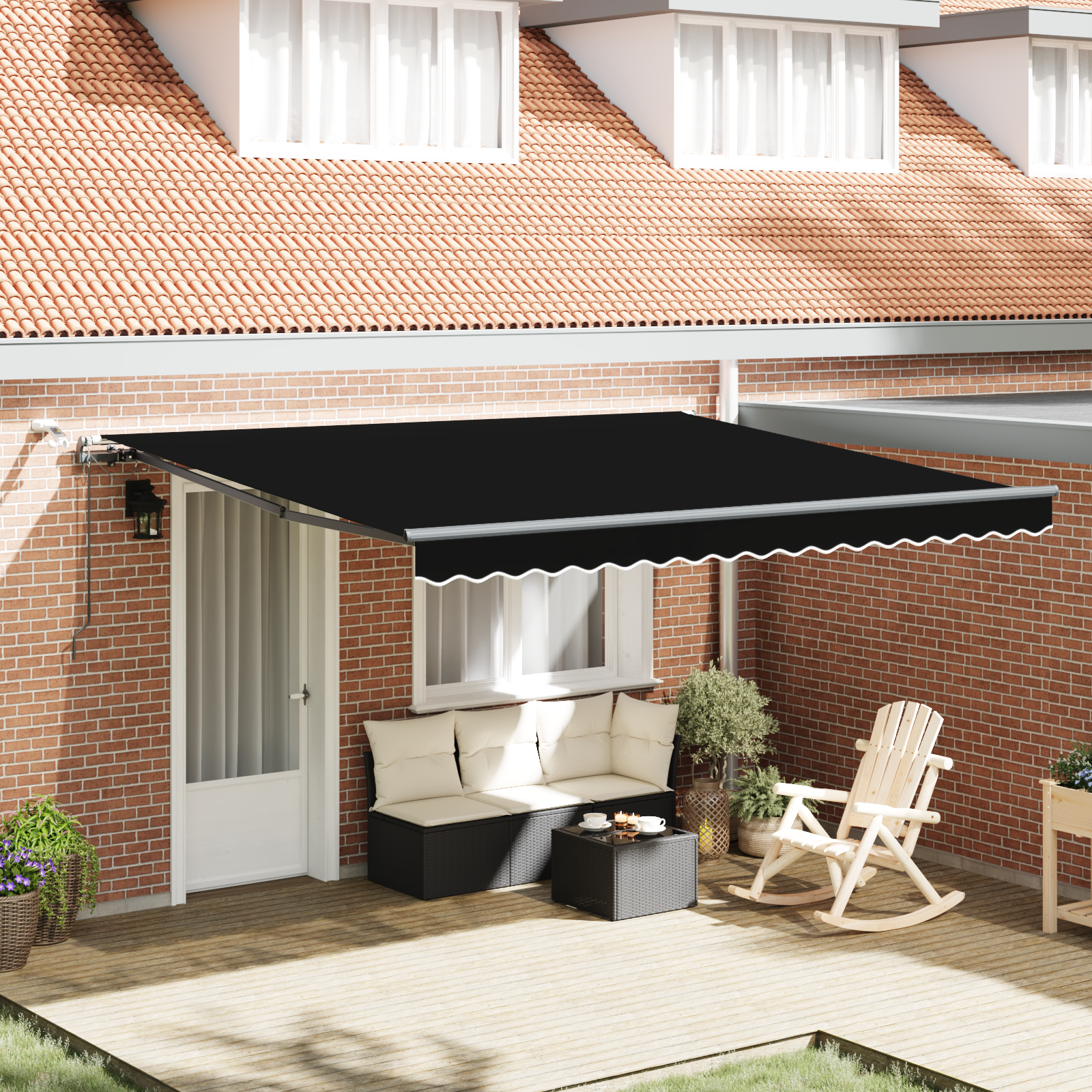 Automatische Inklapbare Luifel met LED Zwart 400×300 cm