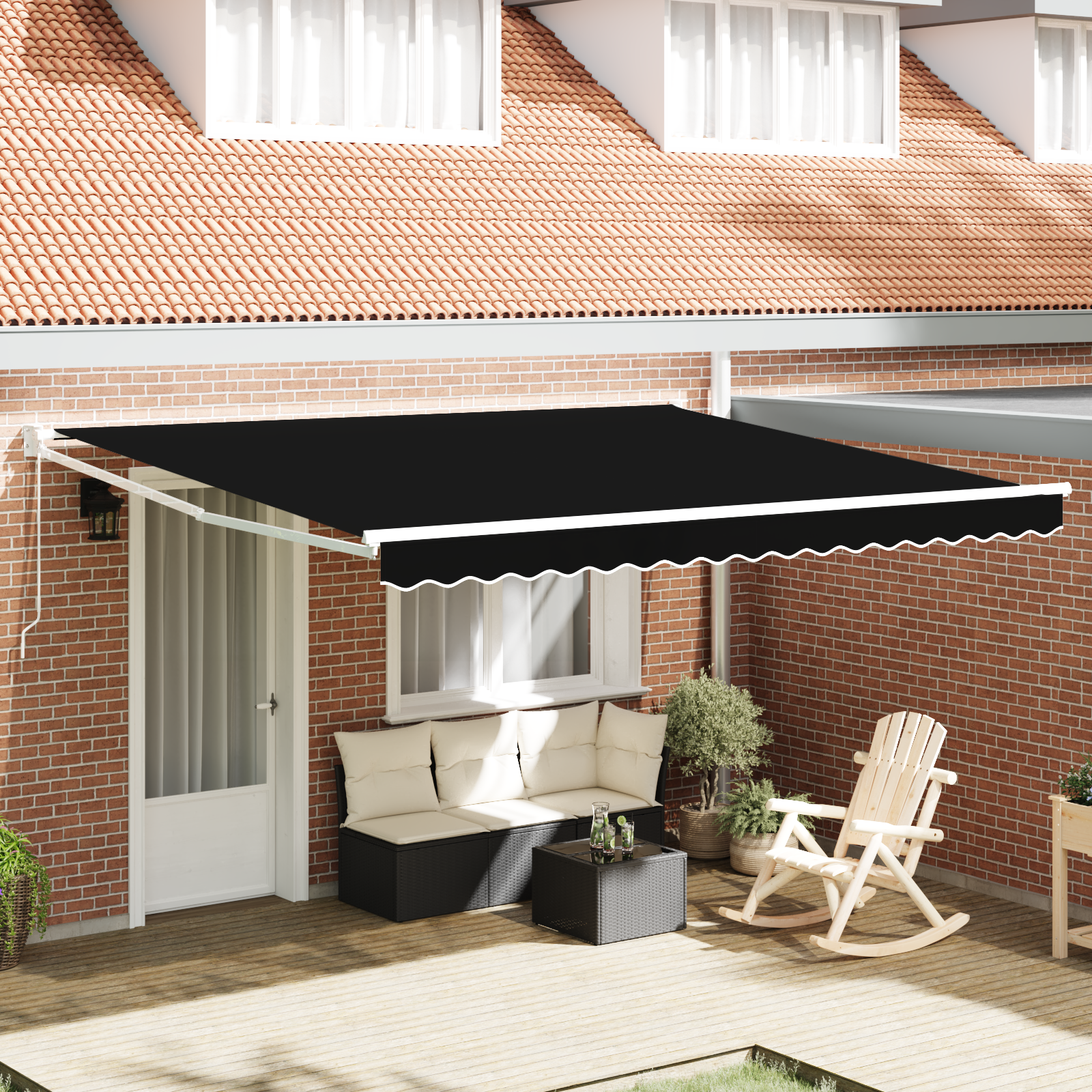 Handmatige Inklapbare Luifel Zwart 400×300 cm