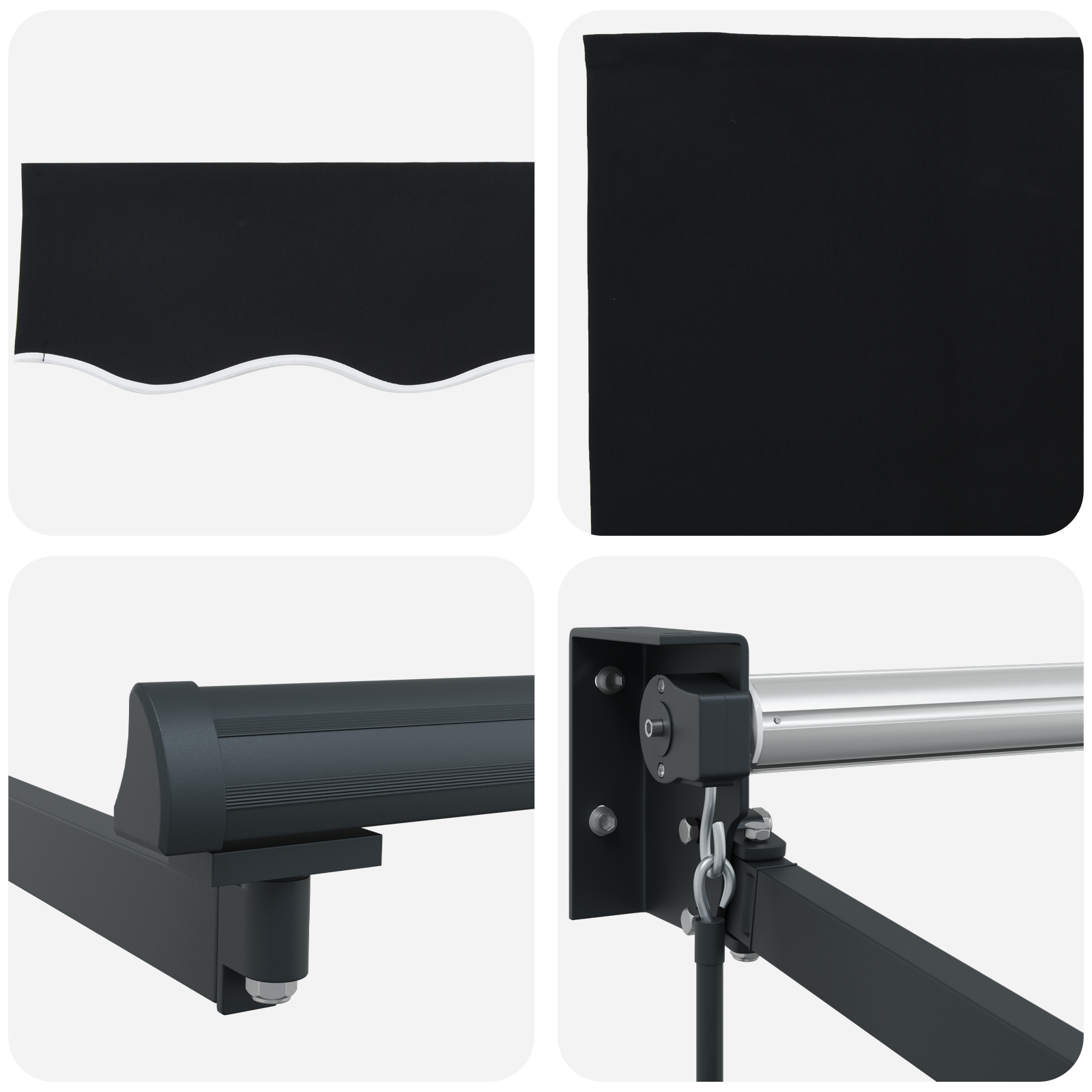 Manual Retractable Awning Black 400x300 cm - Image 8