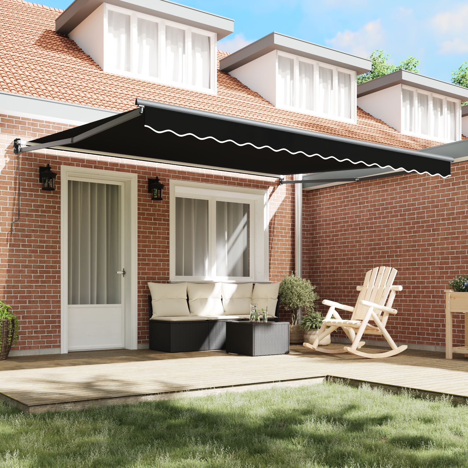 Manual Retractable Awning Black 400x300 cm - Image 3
