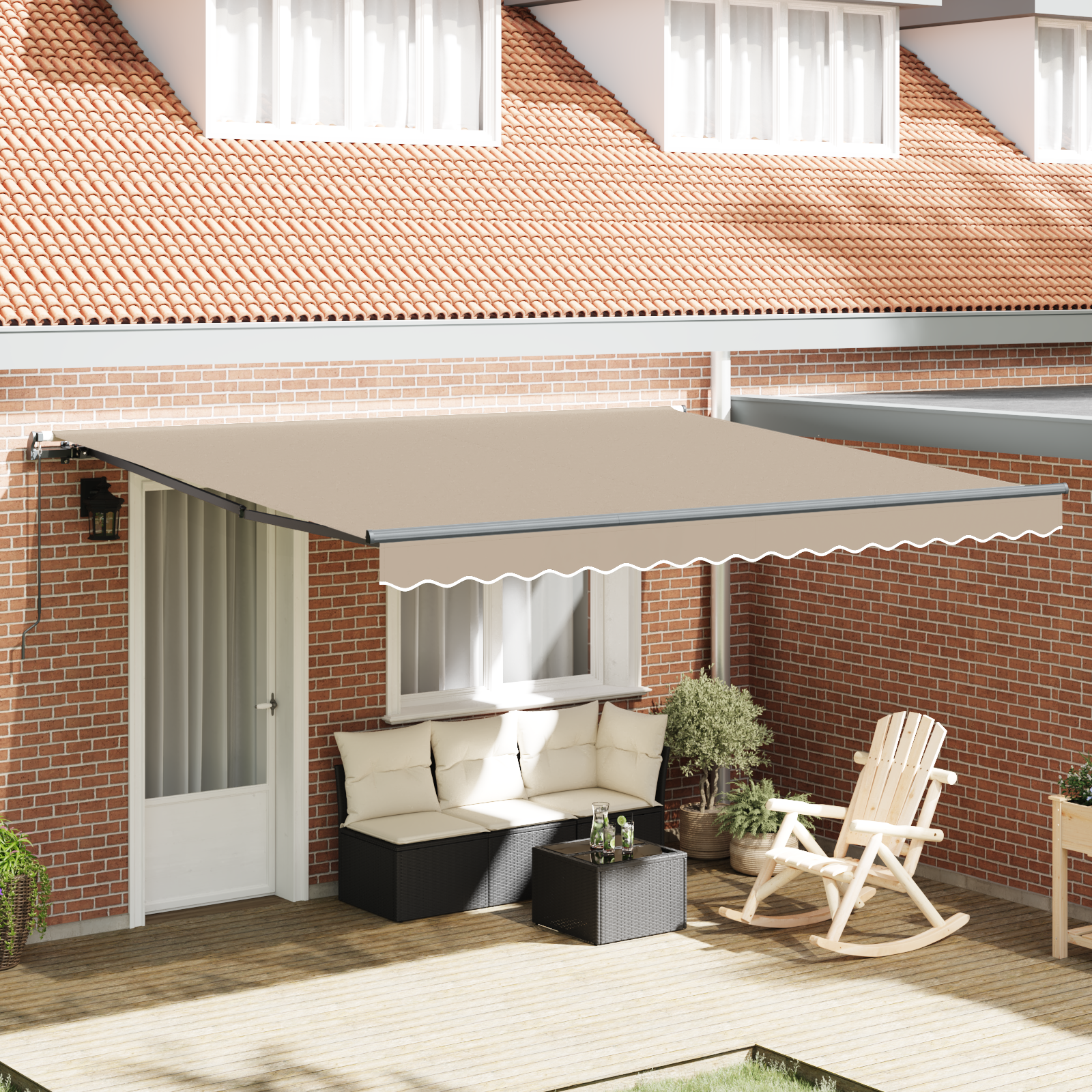 Manual Retractable Awning Beige 400x300 cm