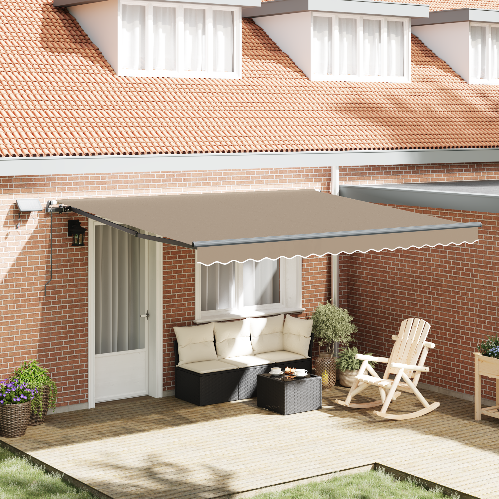 Handmatige Inklapbare Luifel met LED Beige 400×300 cm