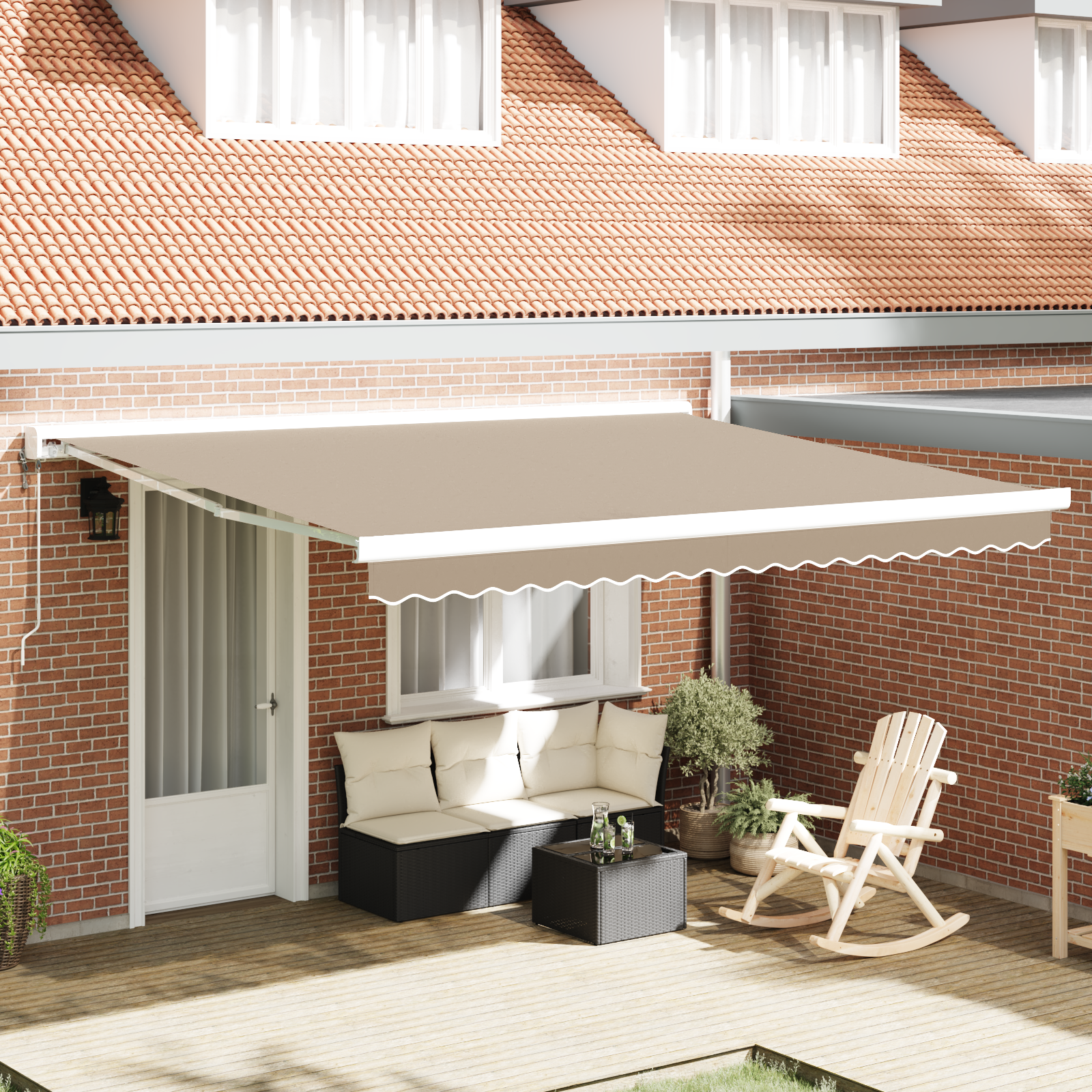 Automatic Retractable Awning Beige 400x300 cm