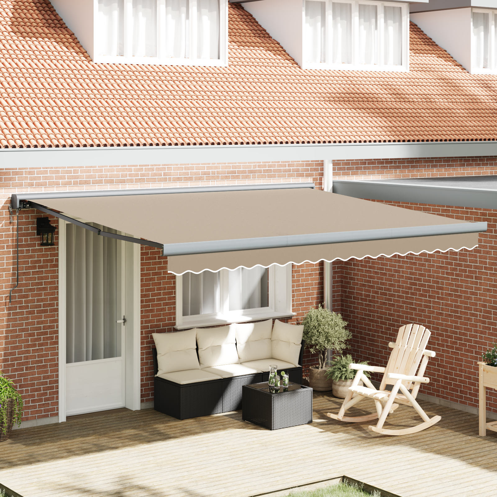 Automatische Inklapbare Luifel Beige 400×300 cm