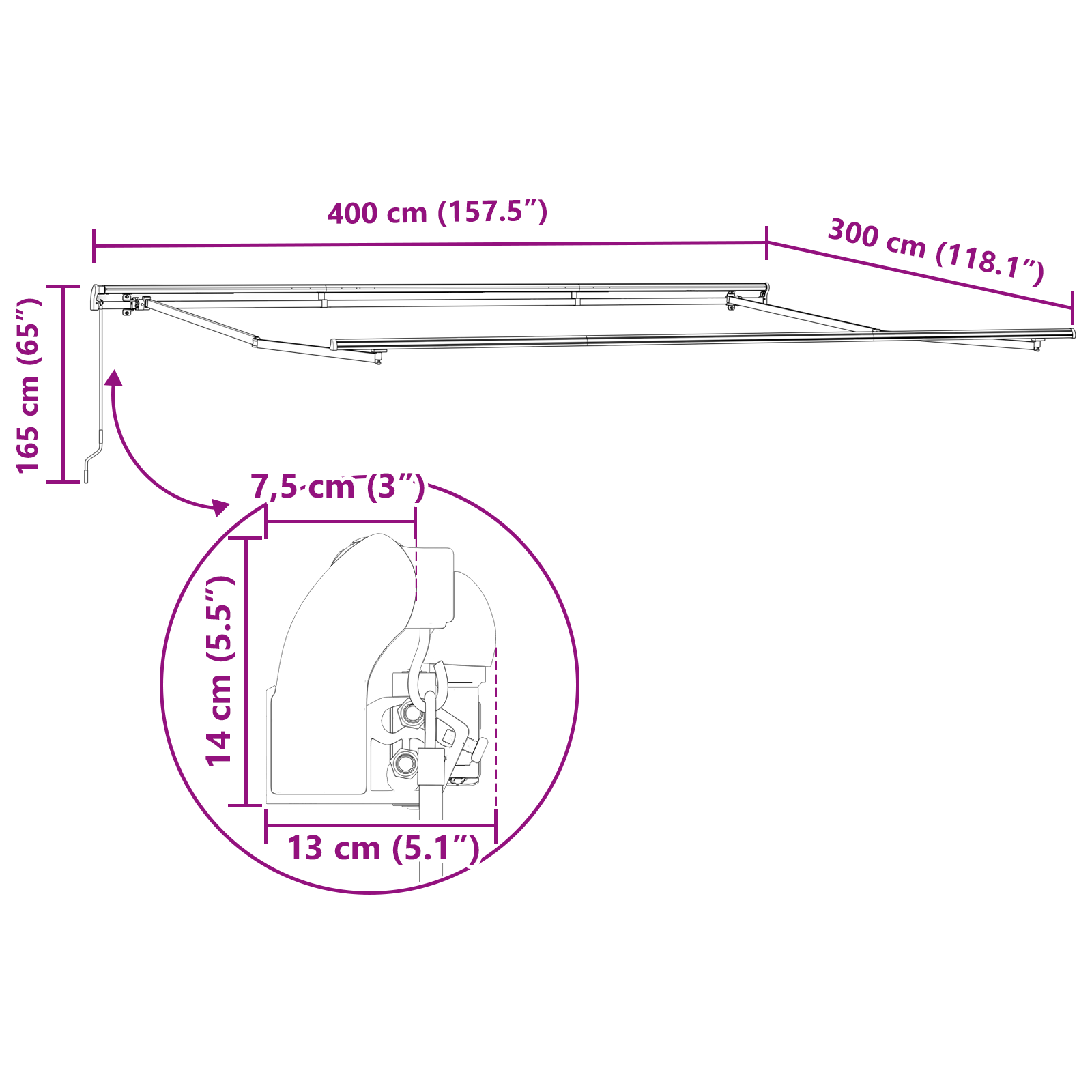 Manual Retractable Awning Marine Blue 400x300 cm - Image 10