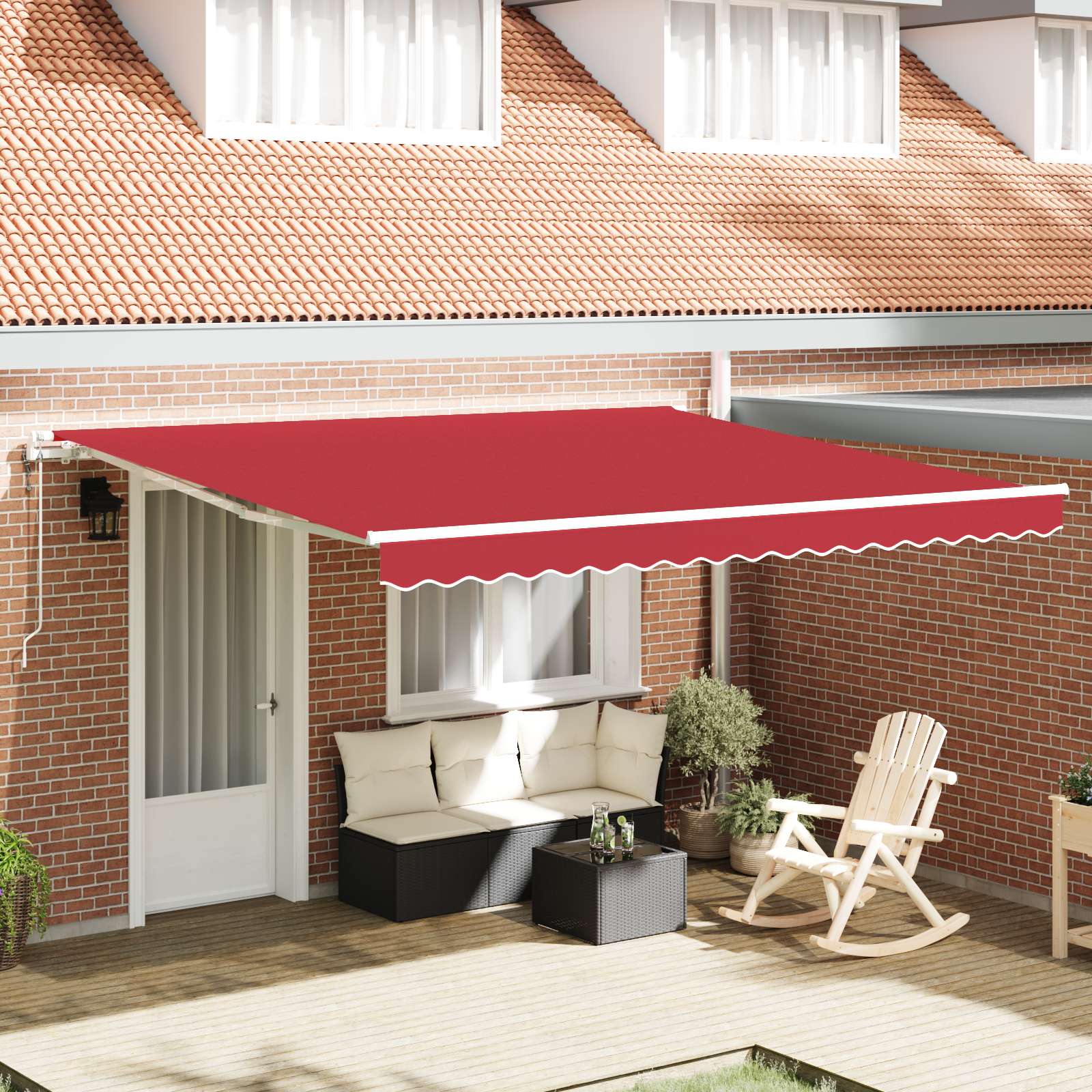 Automatic Retractable Awning Red 400x300 cm