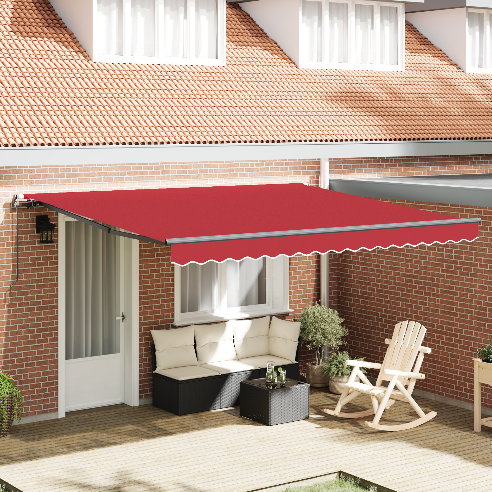 Manual Retractable Awning Red 400x300 cm