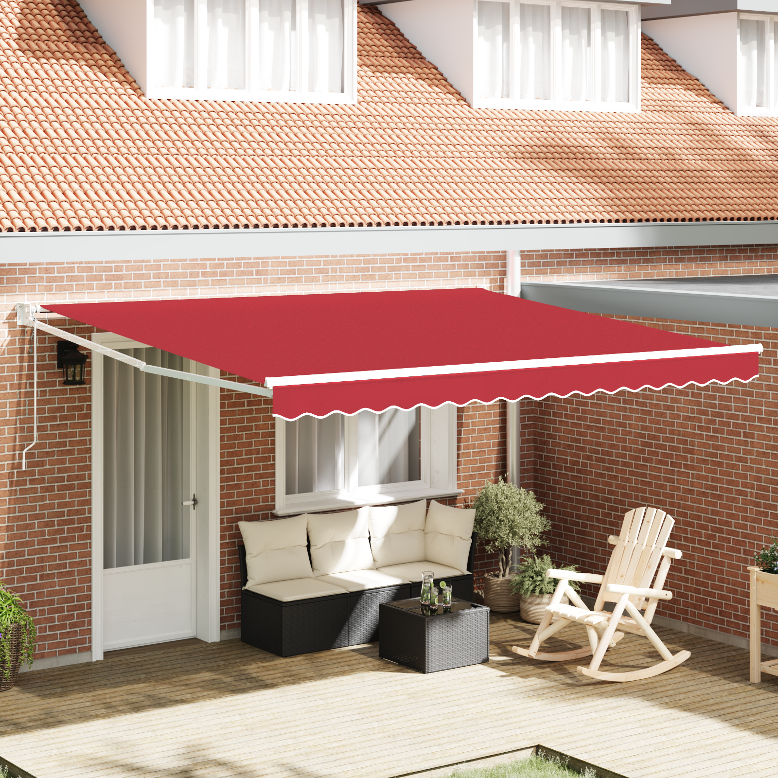 Automatic Retractable Awning Red 400x300 cm