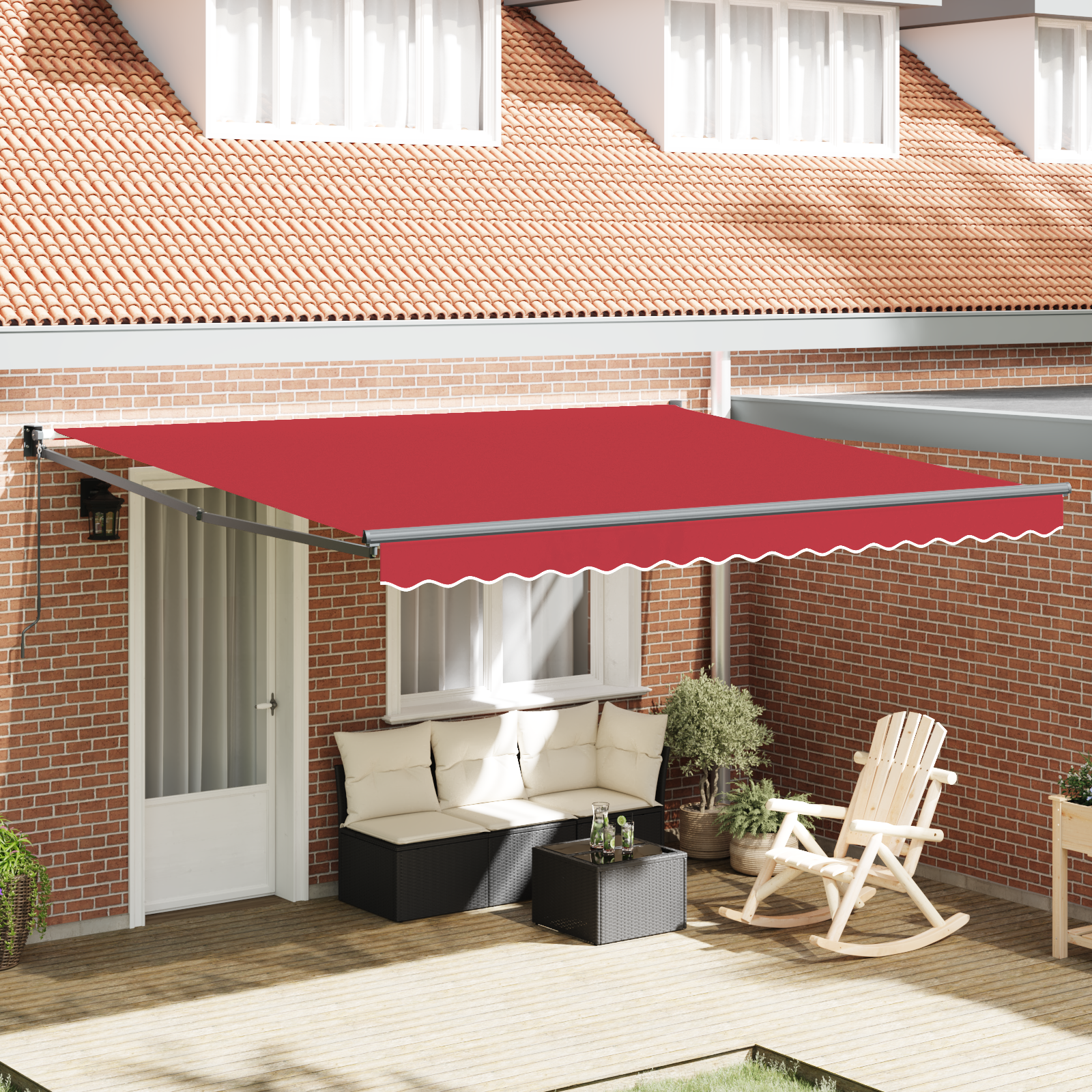 Handmatige Uittrekbare Zonnewering Rood 400×300 cm