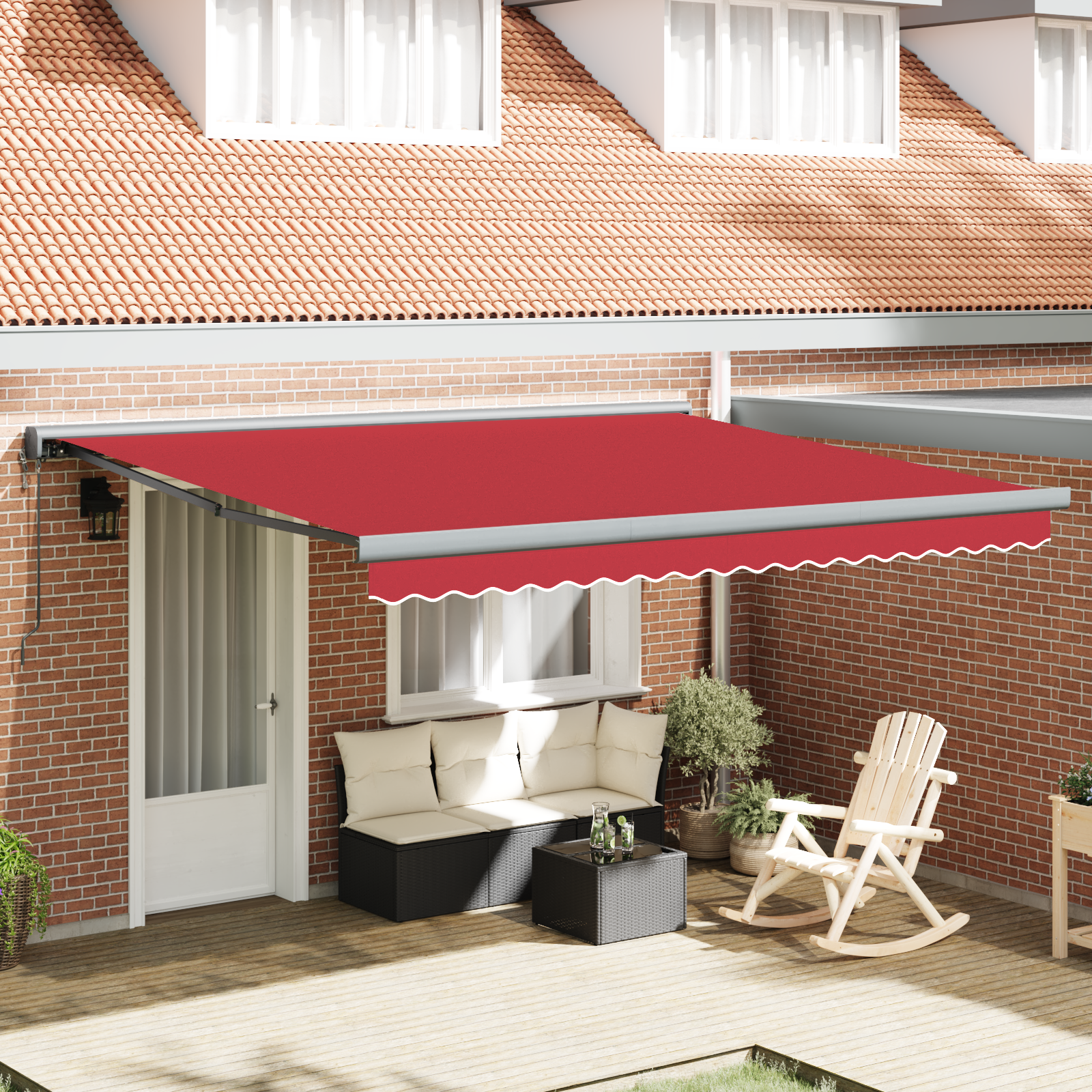 Automatische Inklapbare Luifel Rood 400×300 cm