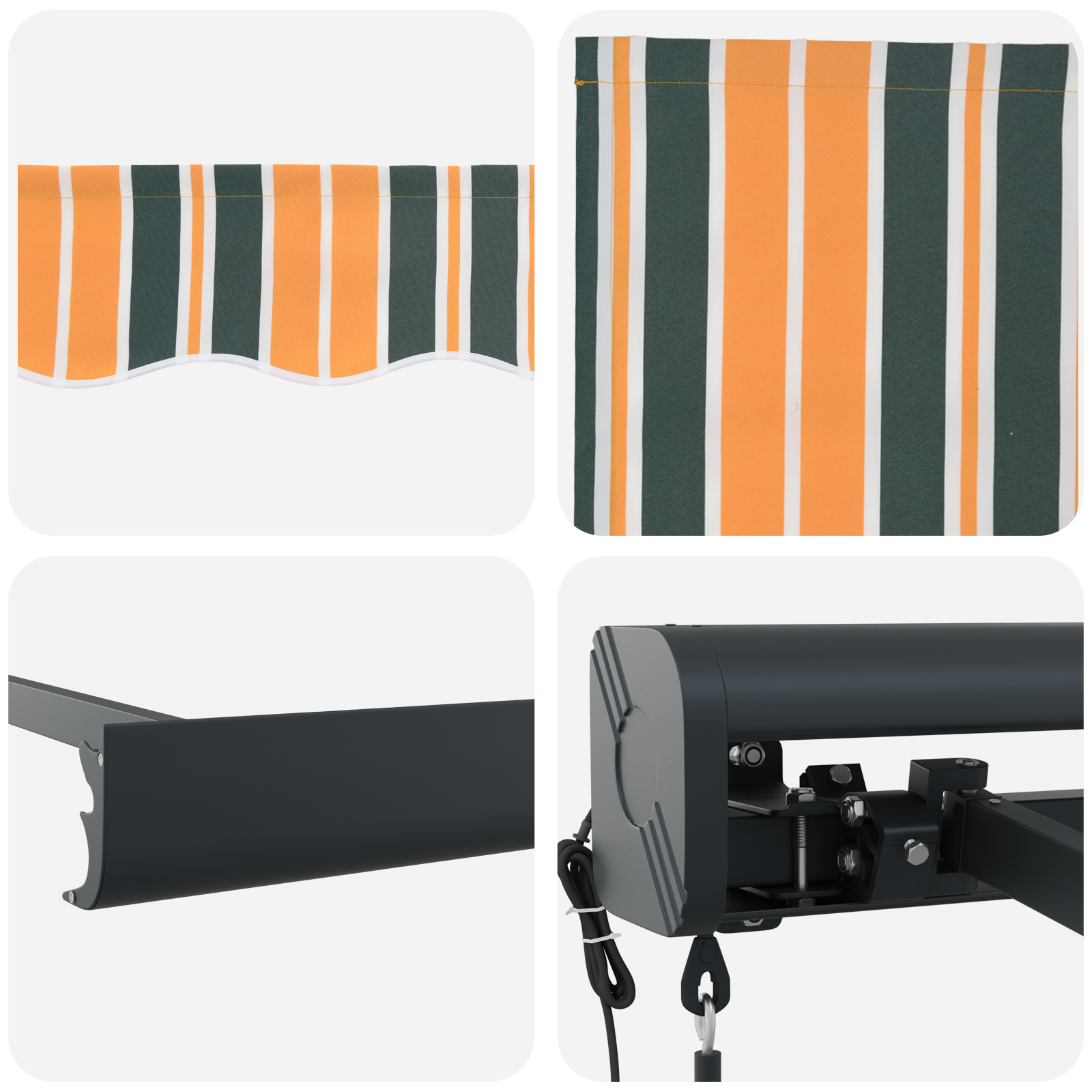 Automatic Retractable Awning Green and Yellow 400x300 cm - Image 8