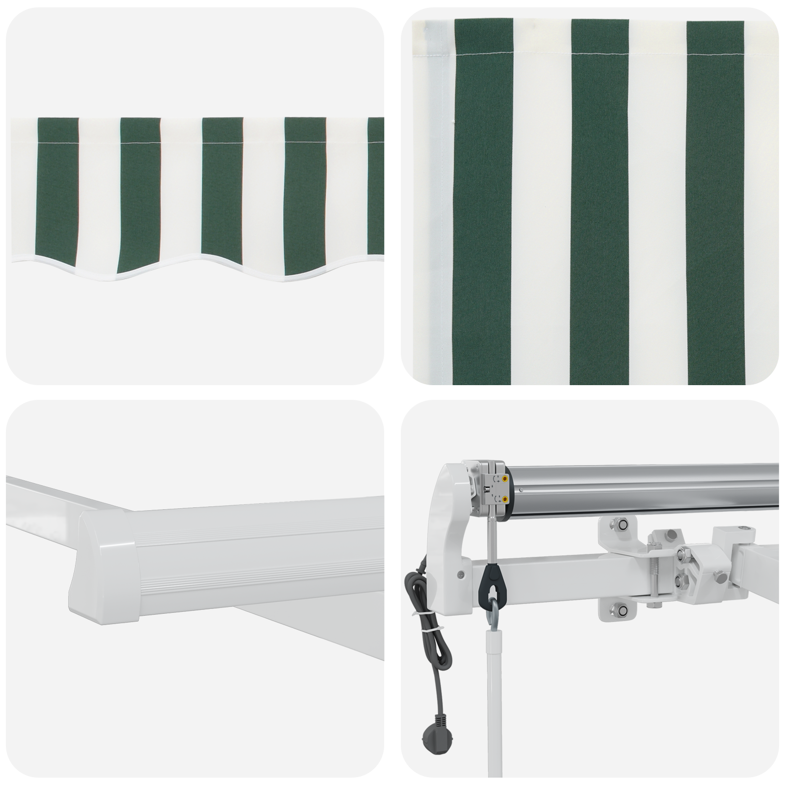 Automatic Retractable Awning Green and White 400x300 cm - Image 8