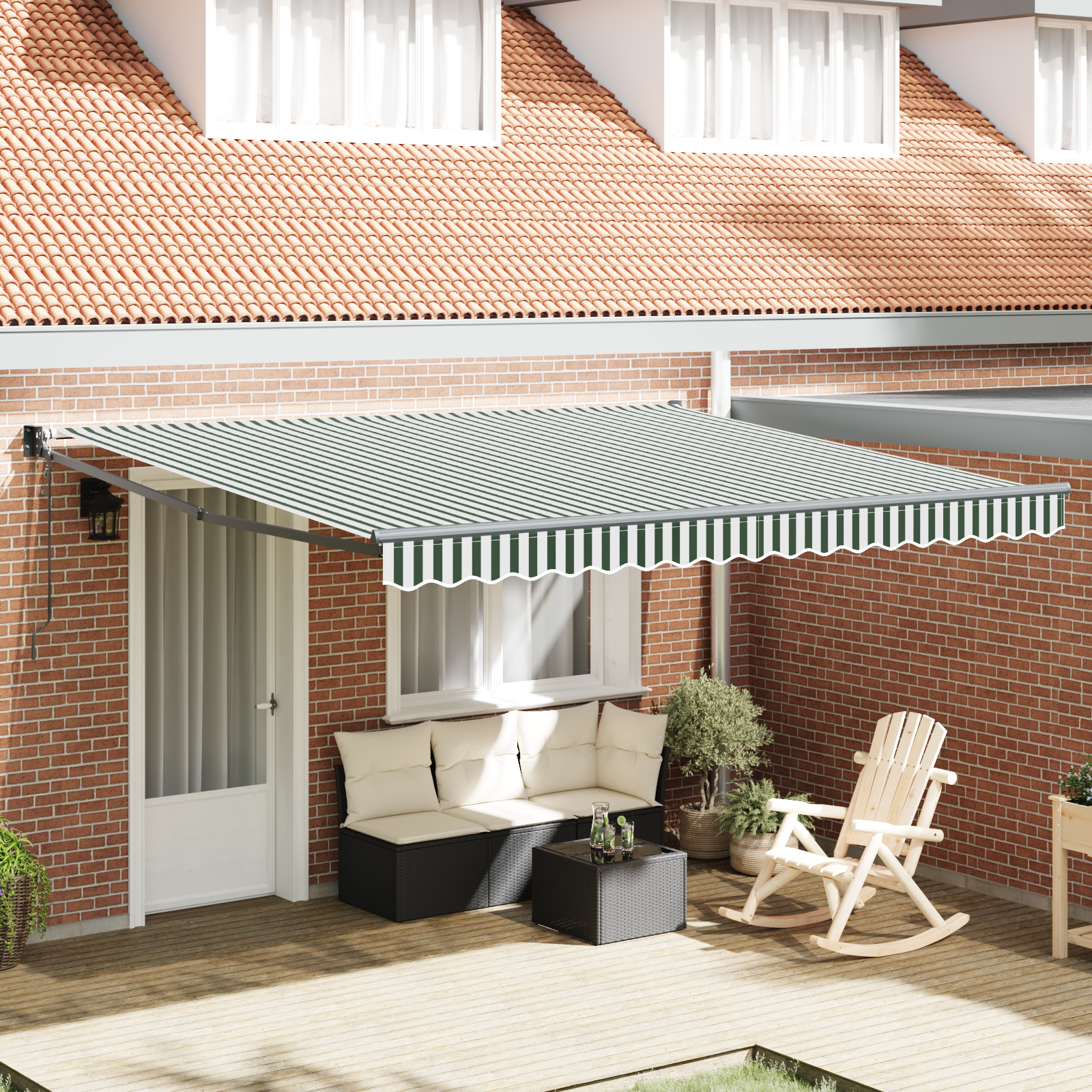 Automatische Inklapbare Luifel Groen en Wit 400×300 cm