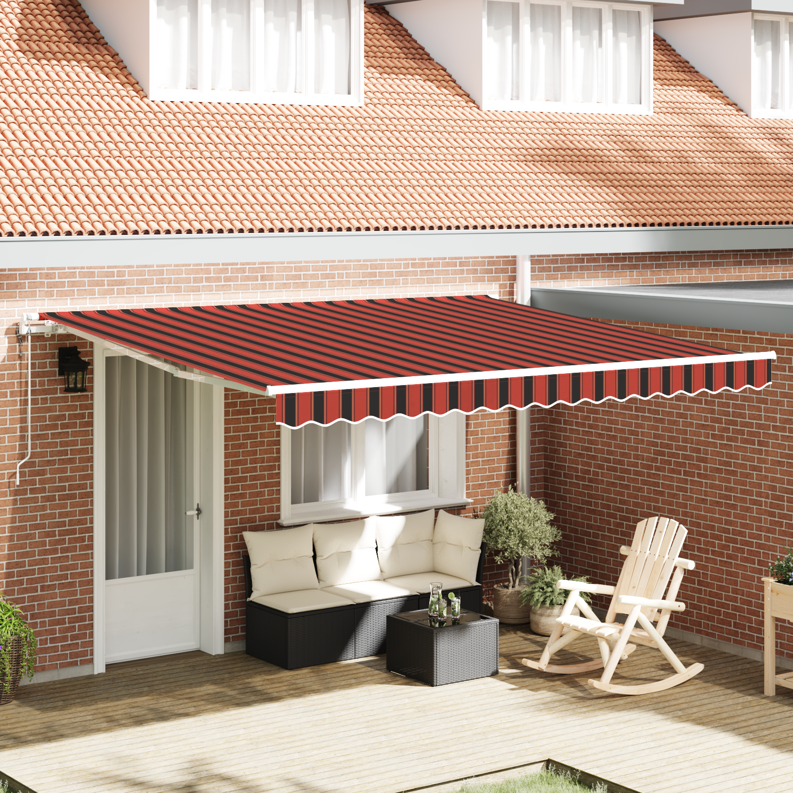 Automatisch Intrekbaar Zonnescherm Oranje en Bruin 400×350 cm