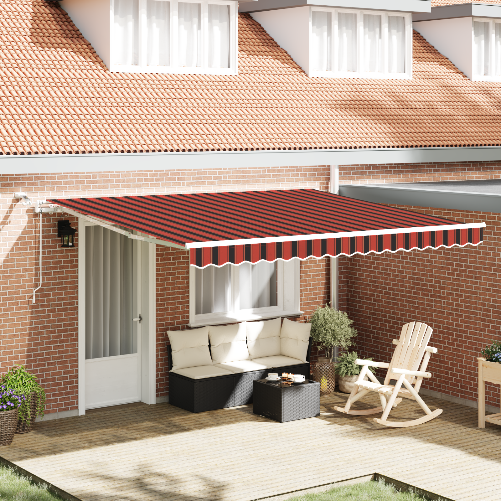 Tenda Retrattile Automatica con LED Arancione e Marrone 400x350 cm 3330738