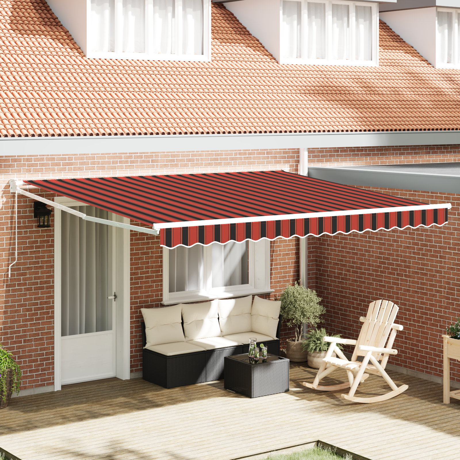 Handmatig Uittrekbaar Ligbed Geel en Oranje 400×350 cm