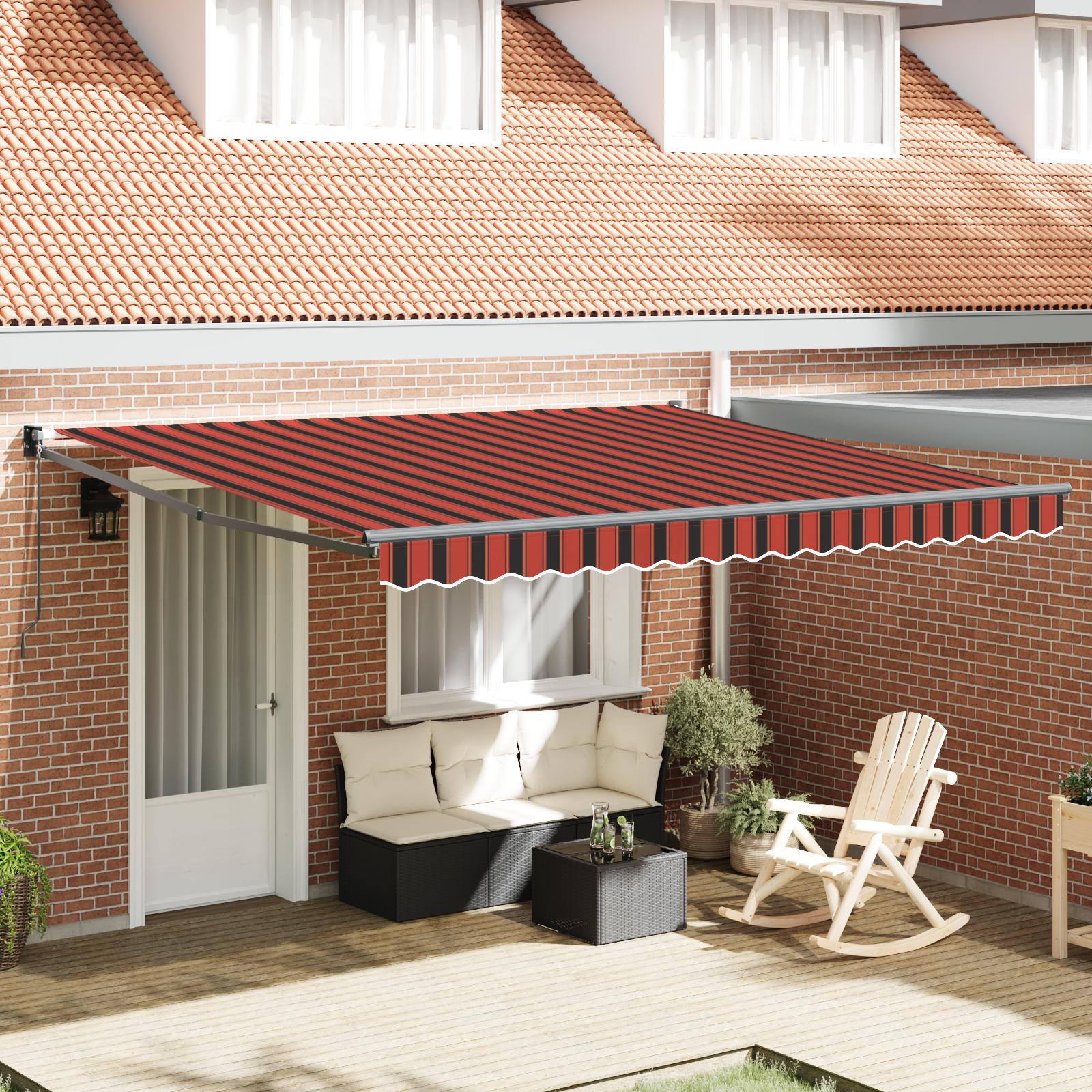 Automatische Inklapbare Luifel Geel en Oranje 400×350 cm